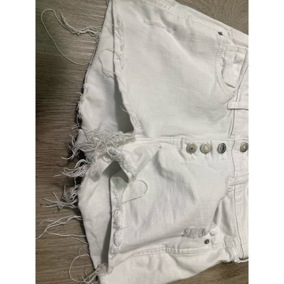Old Navy Boyfriend Shorts Mid Rise Distressed White Shortie Women's Casual - Thumbnail 9