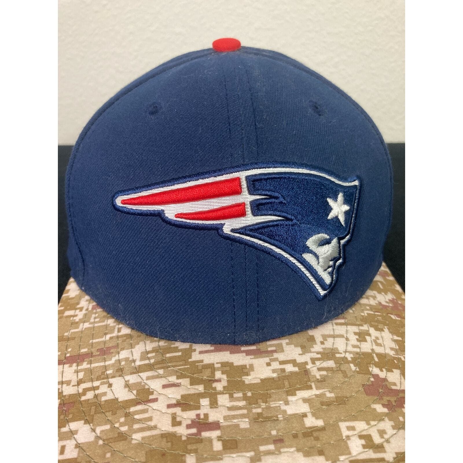 New Era 59FIFTY New England Patriots Navy Khaki Camo Brim NFL Fitted Hat 7 1/4 - Thumbnail 9