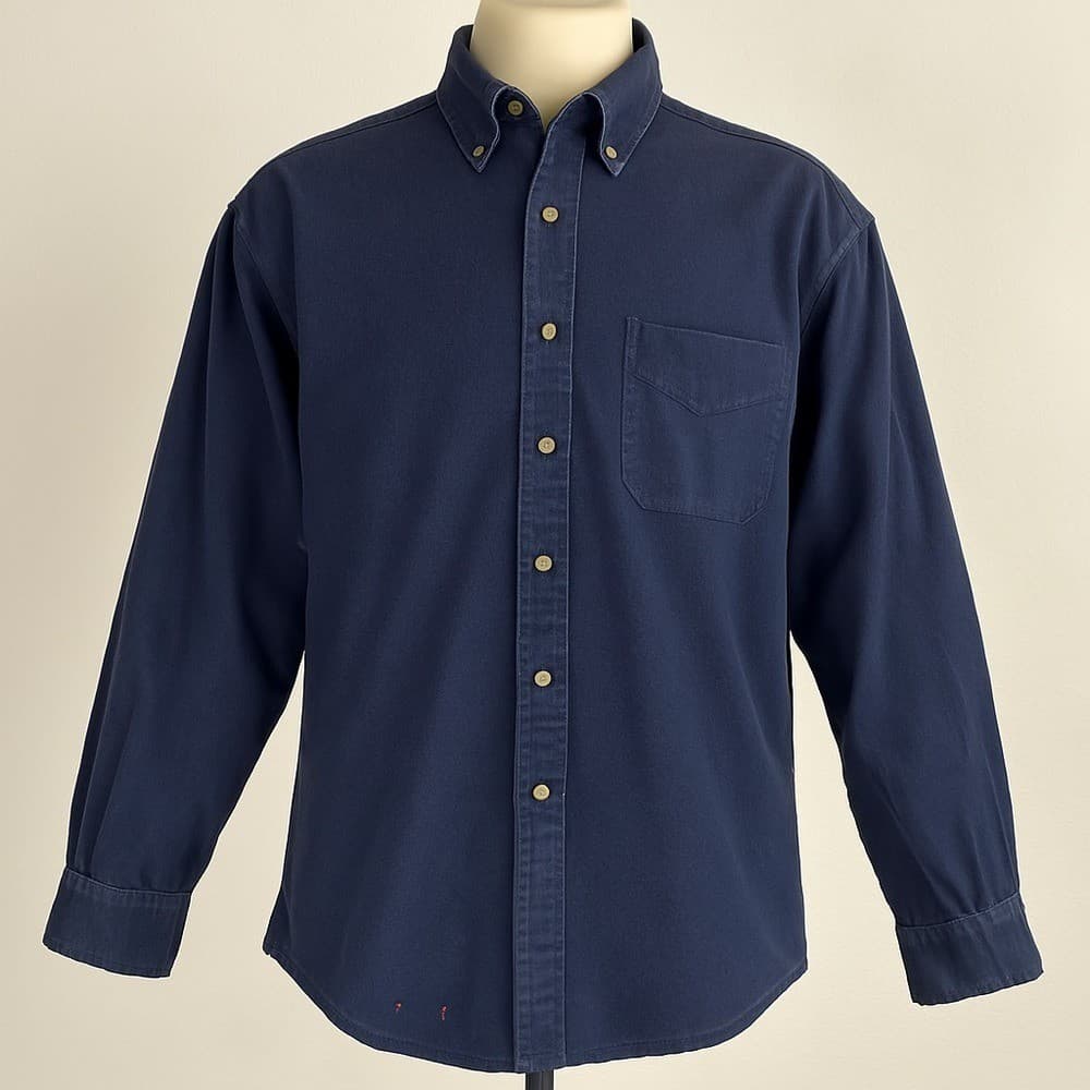 Vintage Britches Great Outdoors Men's Navy Blue Cotton Button-Up Shirt L Casual - Thumbnail 2