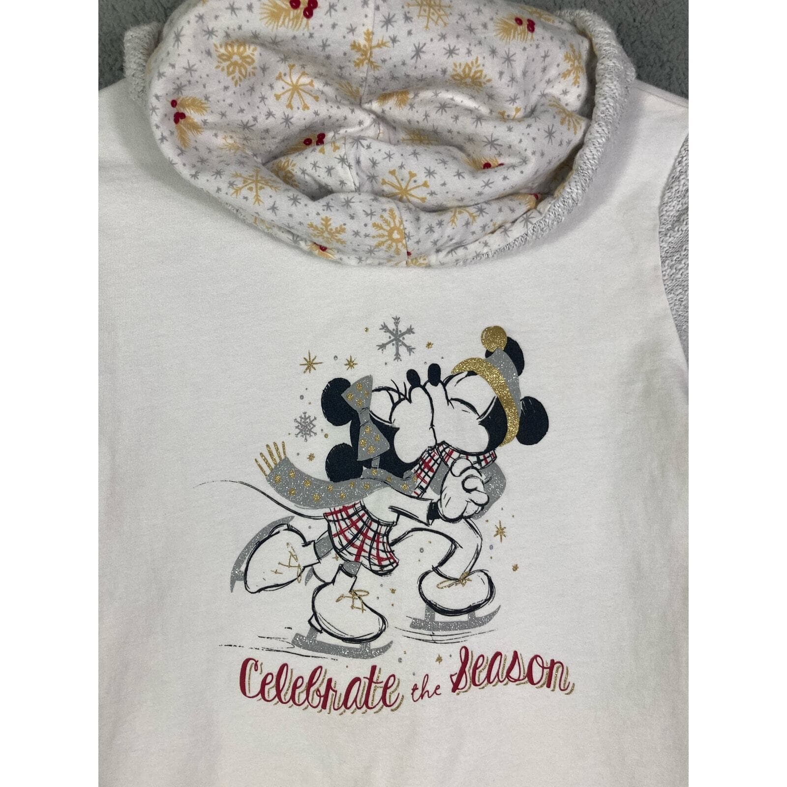Disney Mickey Mouse Christmas Zip Hoodie Kids XSmall White Holiday Gift Cozy - Thumbnail 3