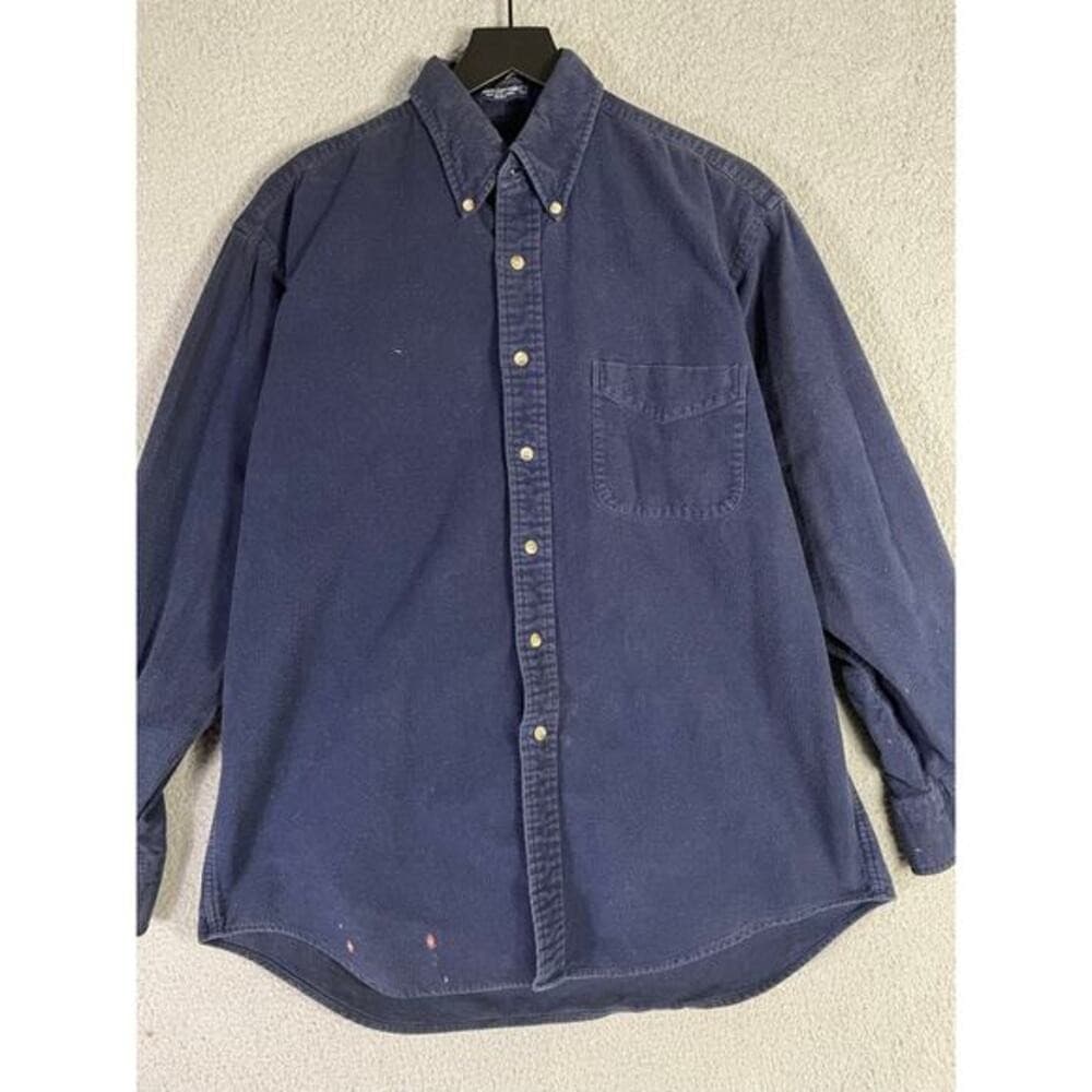 Vintage Britches Great Outdoors Men's Navy Blue Cotton Button-Up Shirt L Casual - Thumbnail 8