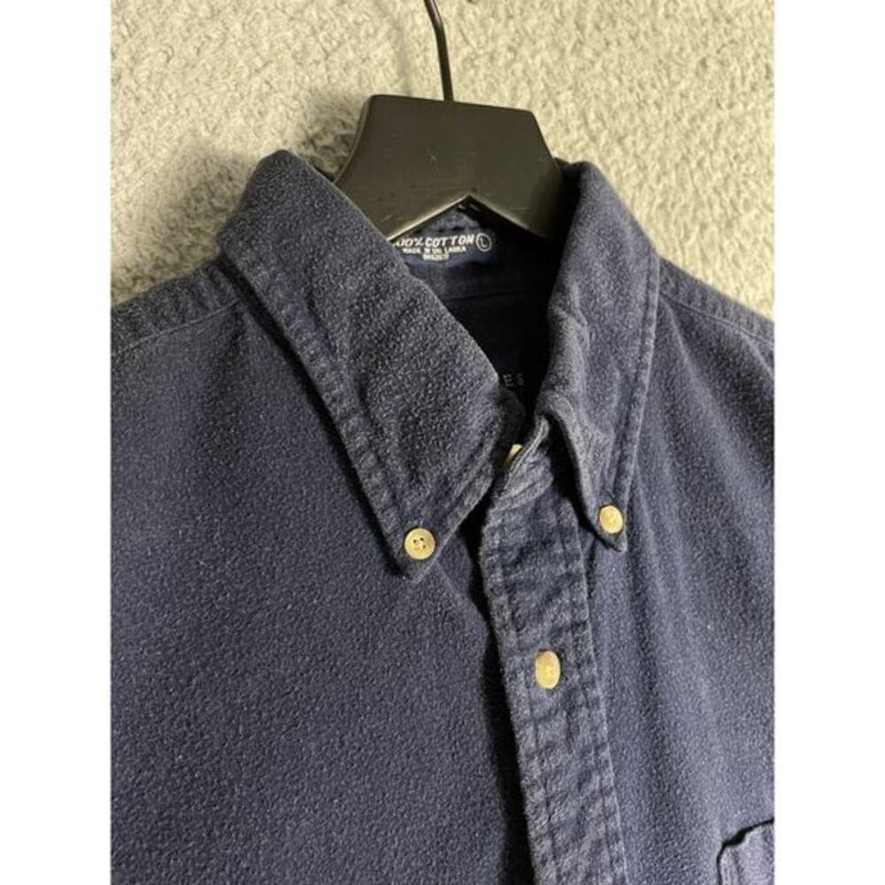 Vintage Britches Great Outdoors Men's Navy Blue Cotton Button-Up Shirt L Casual - Thumbnail 4