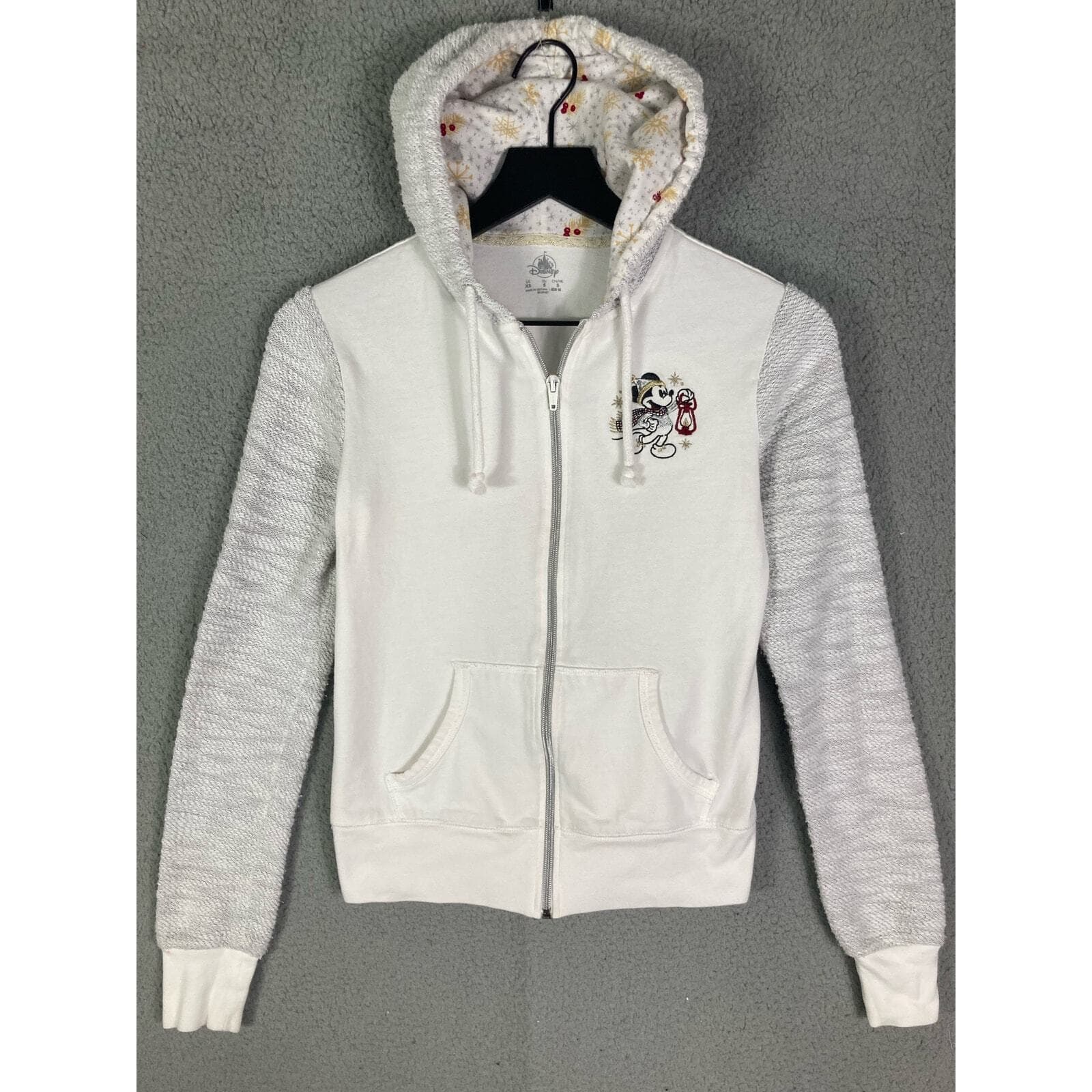 Disney Mickey Mouse Christmas Zip Hoodie Kids XSmall White Holiday Gift Cozy - Thumbnail 6
