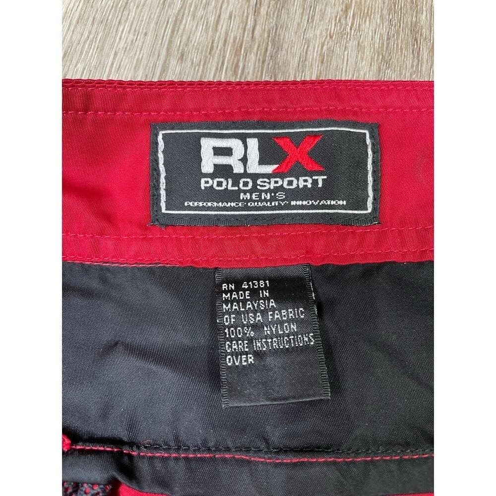 Vintage RLX Polo Sport Men's 34 Red Nylon Swim Trunks Black Stripe Y2K Shorts - Thumbnail 5