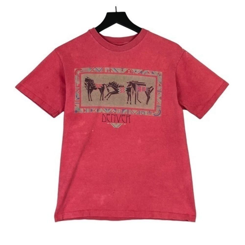 Vintage Denver CO Red Shirt Mens M Distressed Anvil Tag Retro City Tee Top - Thumbnail 2