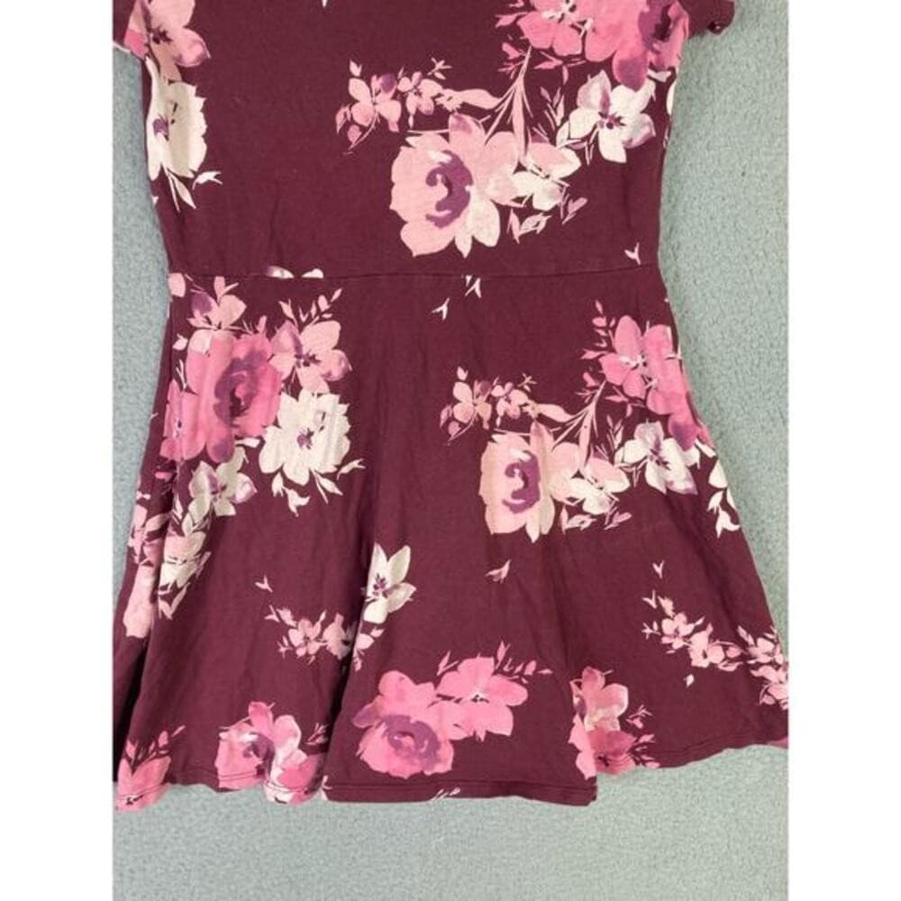 The Children's Place Girls Floral Fit & Flare Dress Size L Multicolor Red Pink - Thumbnail 3