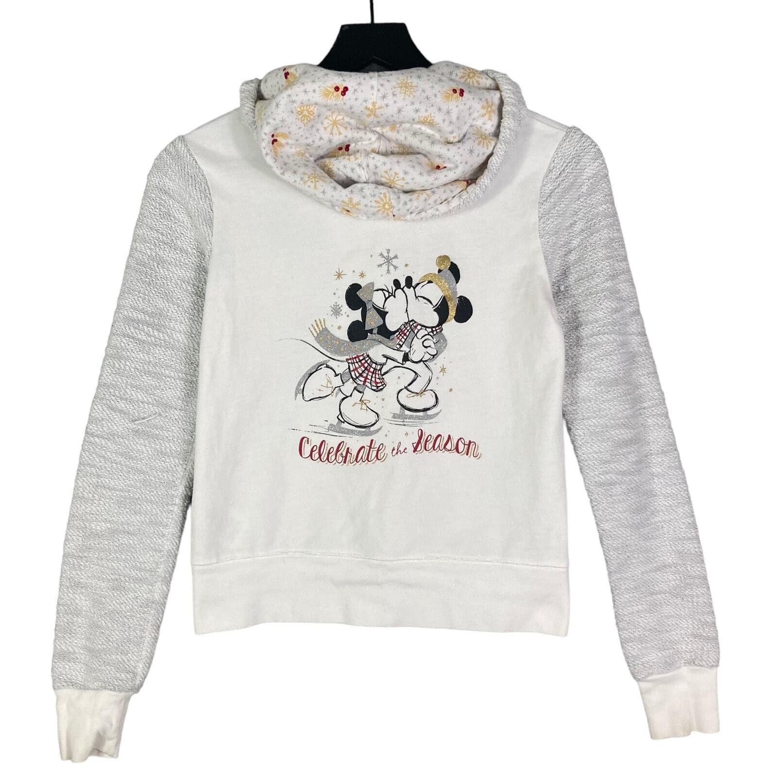 Disney Mickey Mouse Christmas Zip Hoodie Kids XSmall White Holiday Gift Cozy