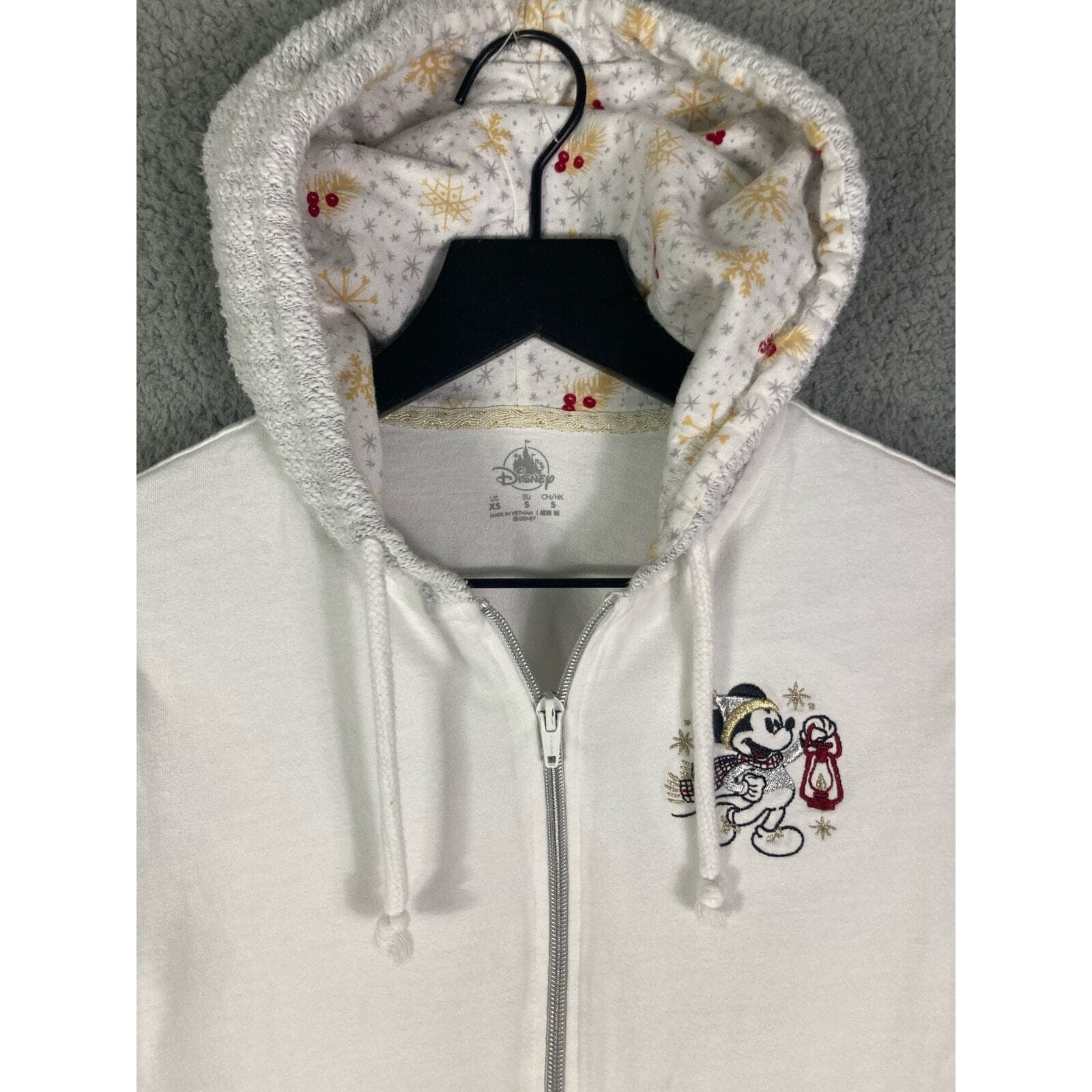 Disney Mickey Mouse Christmas Zip Hoodie Kids XSmall White Holiday Gift Cozy - Thumbnail 5