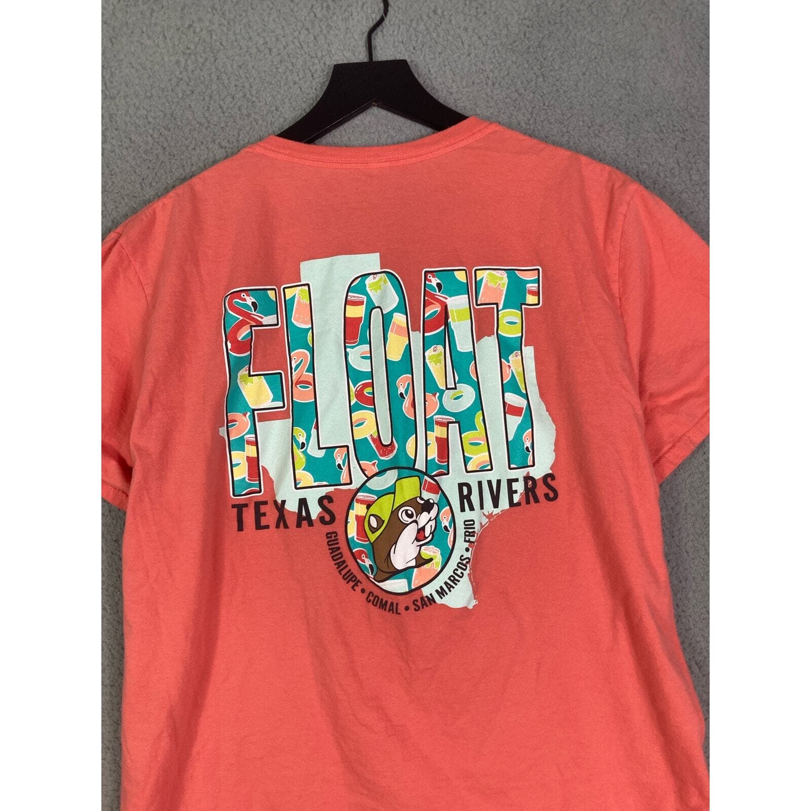 Buc-ees Texas Float Trip Graphic Tee T-Shirt Unisex Small Coral Souvenir Gift - Thumbnail 8