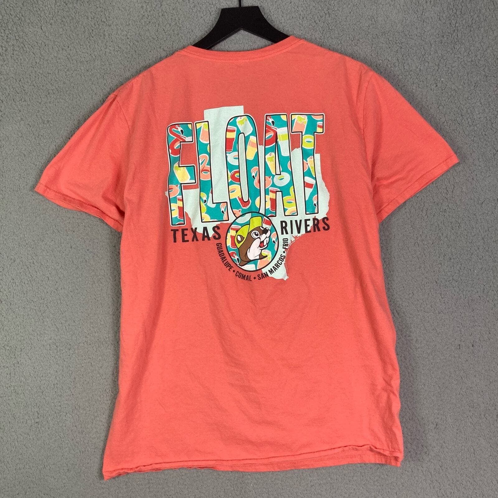 Buc-ees Texas Float Trip Graphic Tee T-Shirt Unisex Small Coral Souvenir Gift - Thumbnail 4