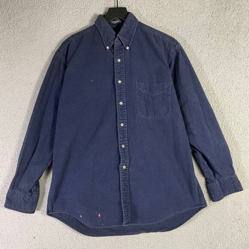 Vintage Britches Great Outdoors Men's Navy Blue Cotton Button-Up Shirt L Casual - Thumbnail 7