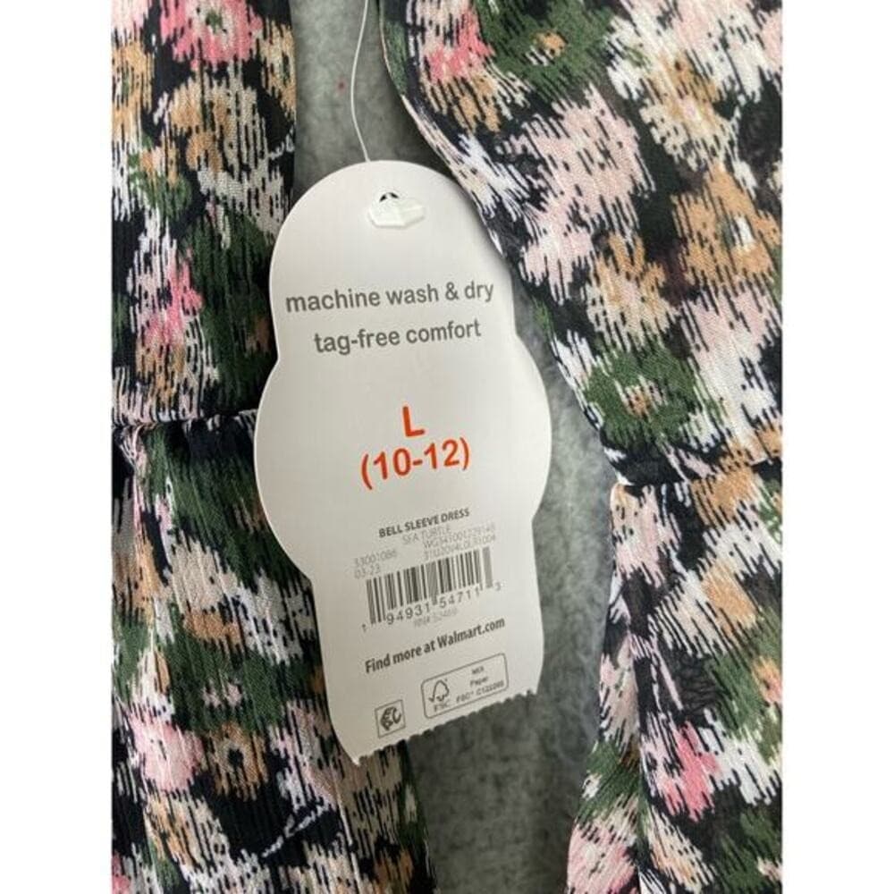 Wonder Nation Girls Floral Mini Dress Bell Sleeves Size L Multicolor NEW - Thumbnail 4