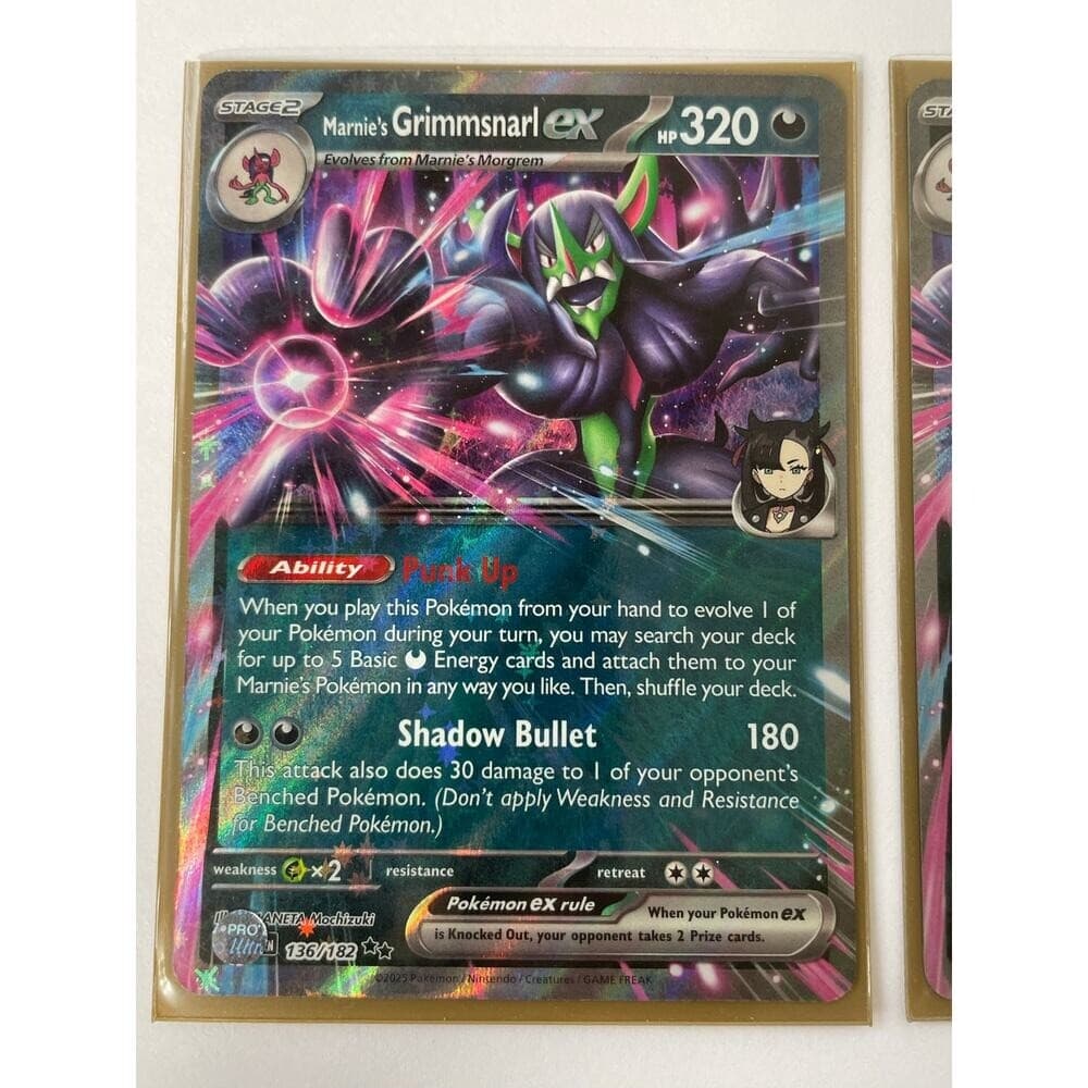 2025 Pokémon Marnie's Grimmsnarl ex Holo Lot x2 136/182 Shadow Scarlet Violet - Thumbnail 4