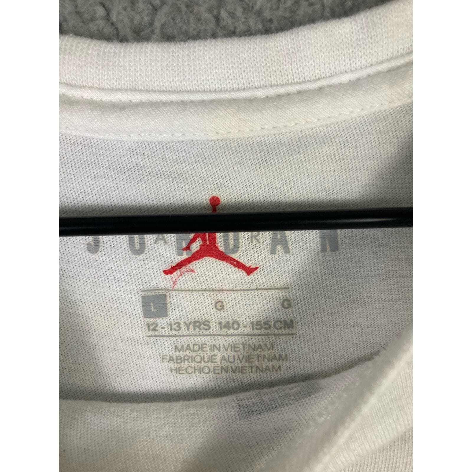 Jordan Girls' Air Jordan Stack T-Shirt Youth Size L 12-13 White Graphic Cropped - Thumbnail 2
