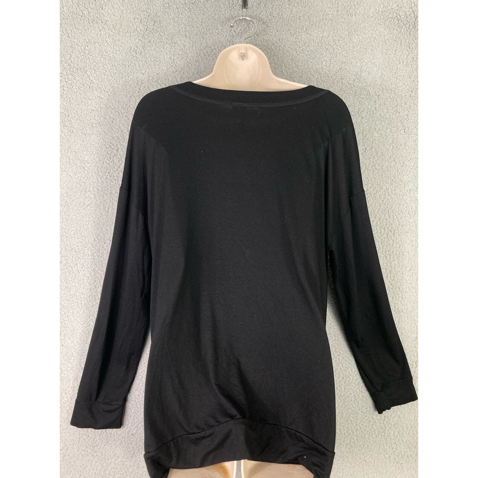 Cable & Gauge Black Blouse Viscose Spandex Long Sleeve Women's L Soft & Drapey - Thumbnail 5