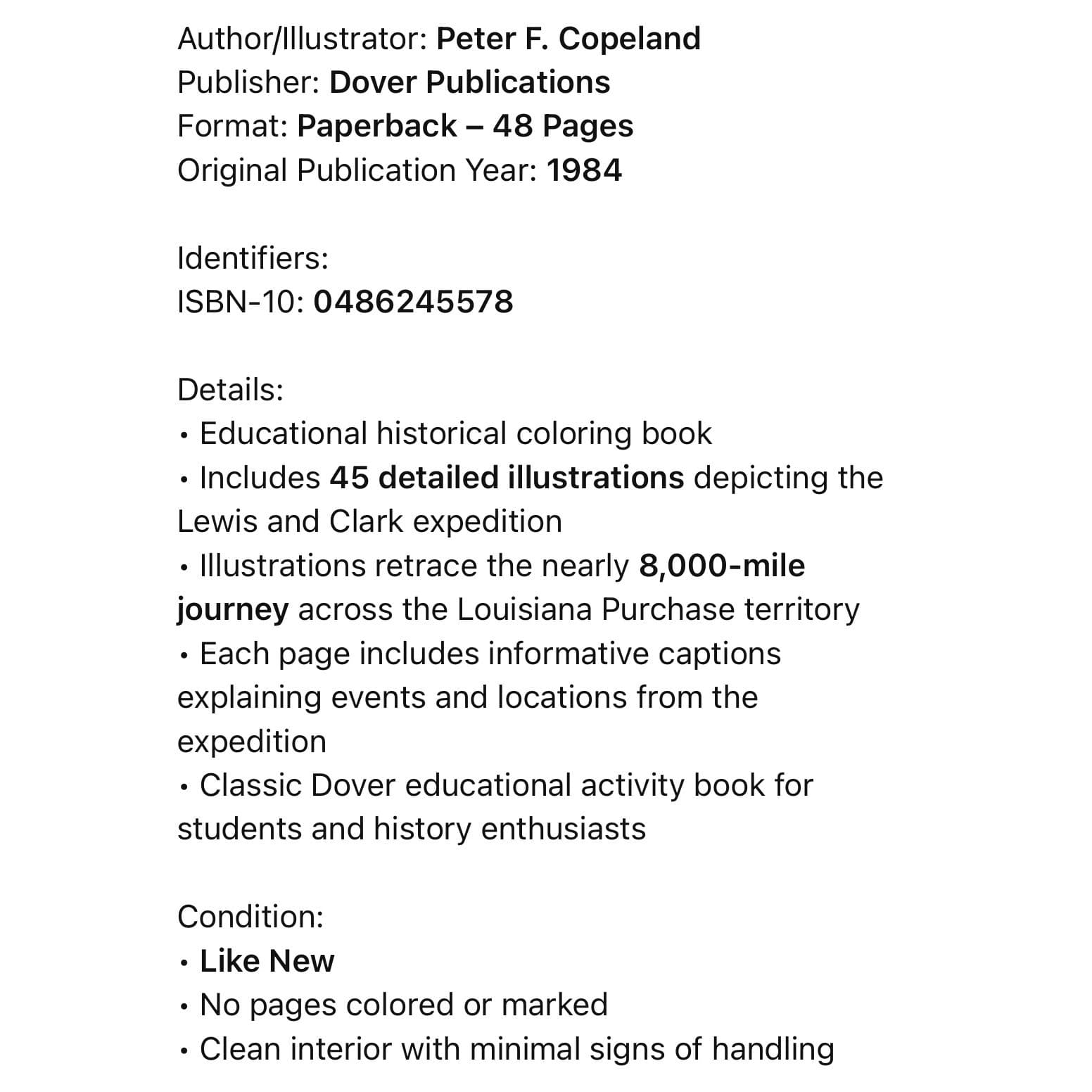 Lewis Clark Expedition Vintage Coloring Book 1984 Dover History Educational - Thumbnail 2