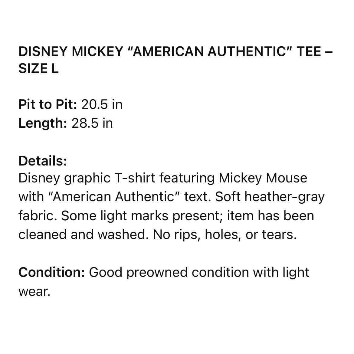 Disney Mickey Mouse American Authentic Graphic T Shirt Womens Large Heather Grey - Thumbnail 2