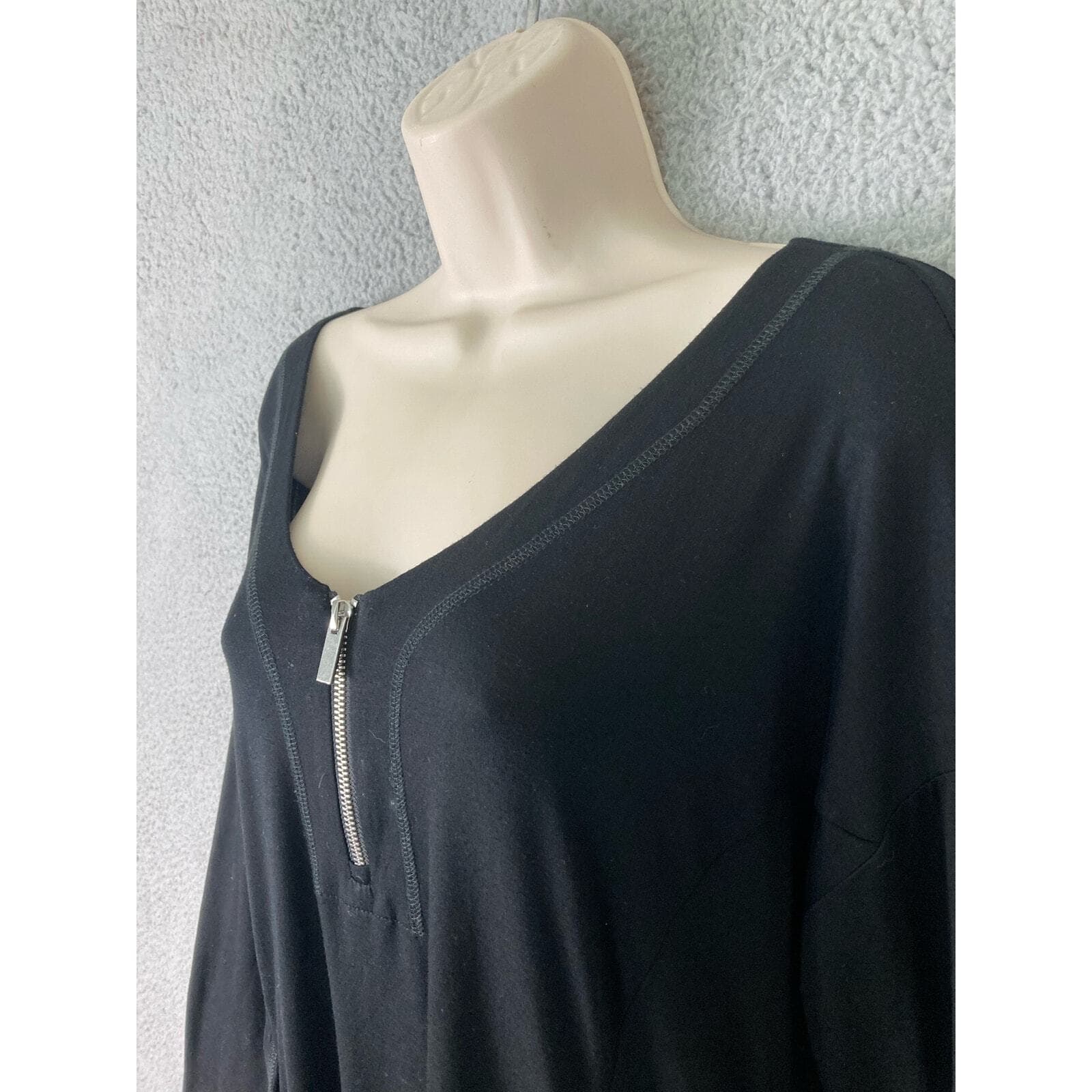 Cable & Gauge Black Blouse Viscose Spandex Long Sleeve Women's L Soft & Drapey - Thumbnail 8