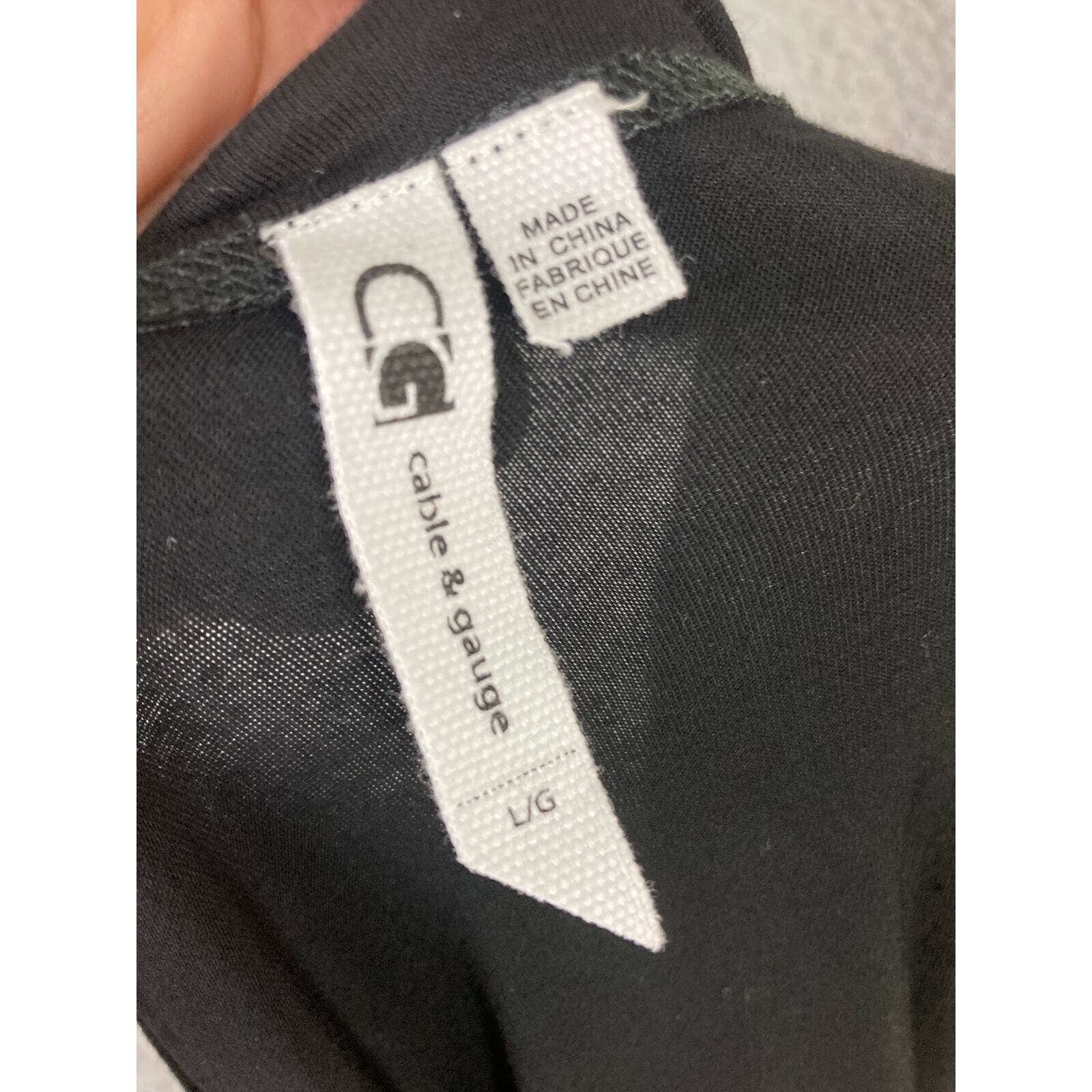 Cable & Gauge Black Blouse Viscose Spandex Long Sleeve Women's L Soft & Drapey - Thumbnail 3