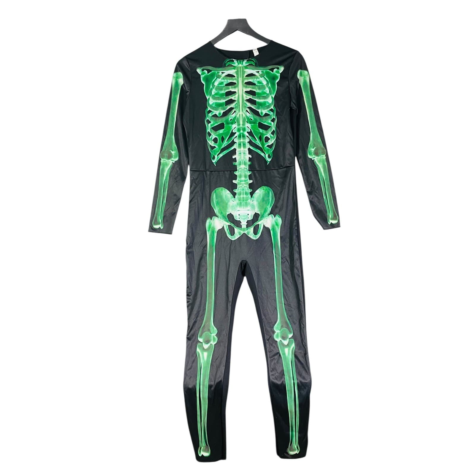 Kids Halloween Costume Girl Extra Large Skeleton Jumpsuit Black Green XL - Thumbnail 2