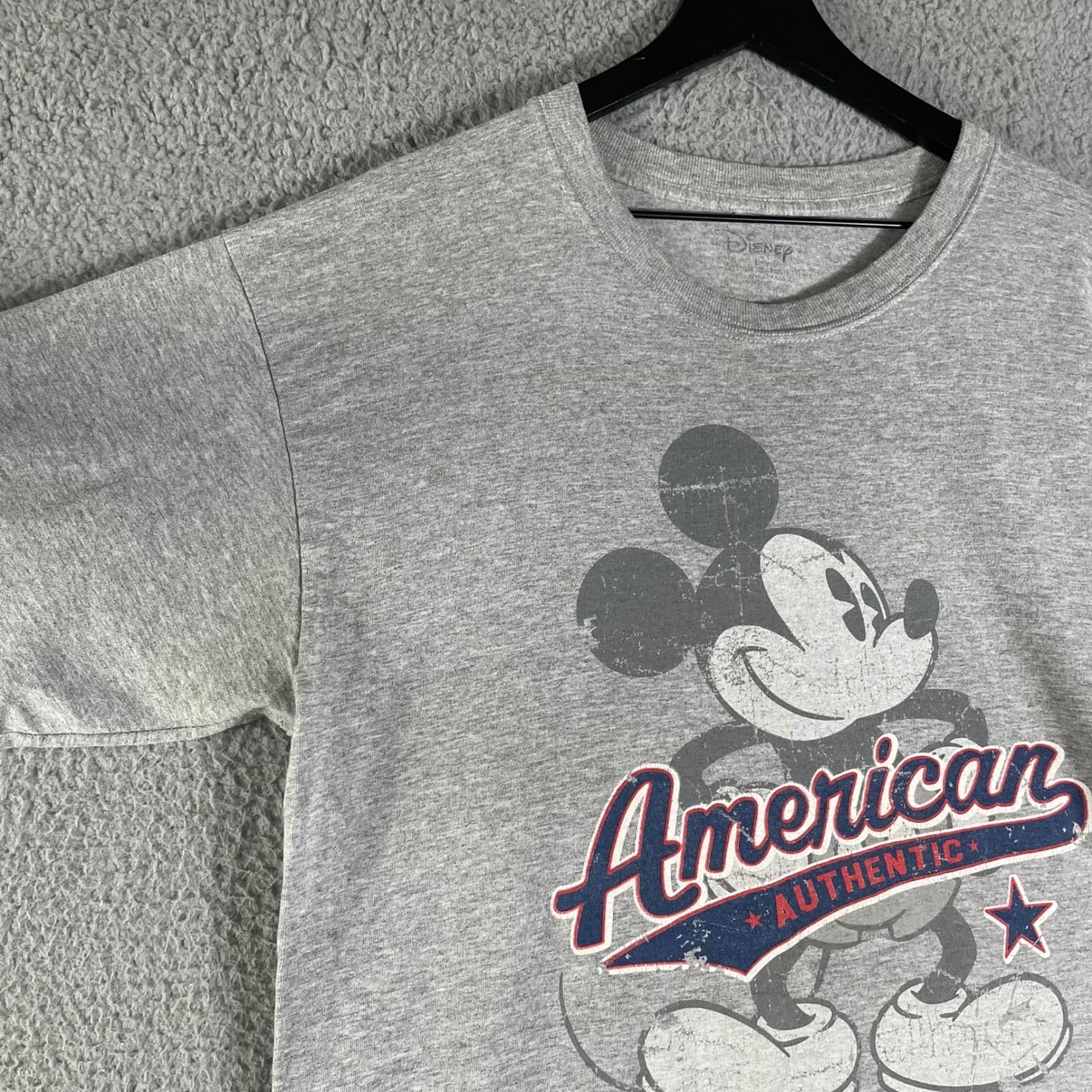 Disney Mickey Mouse American Authentic Graphic T Shirt Womens Large Heather Grey - Thumbnail 8
