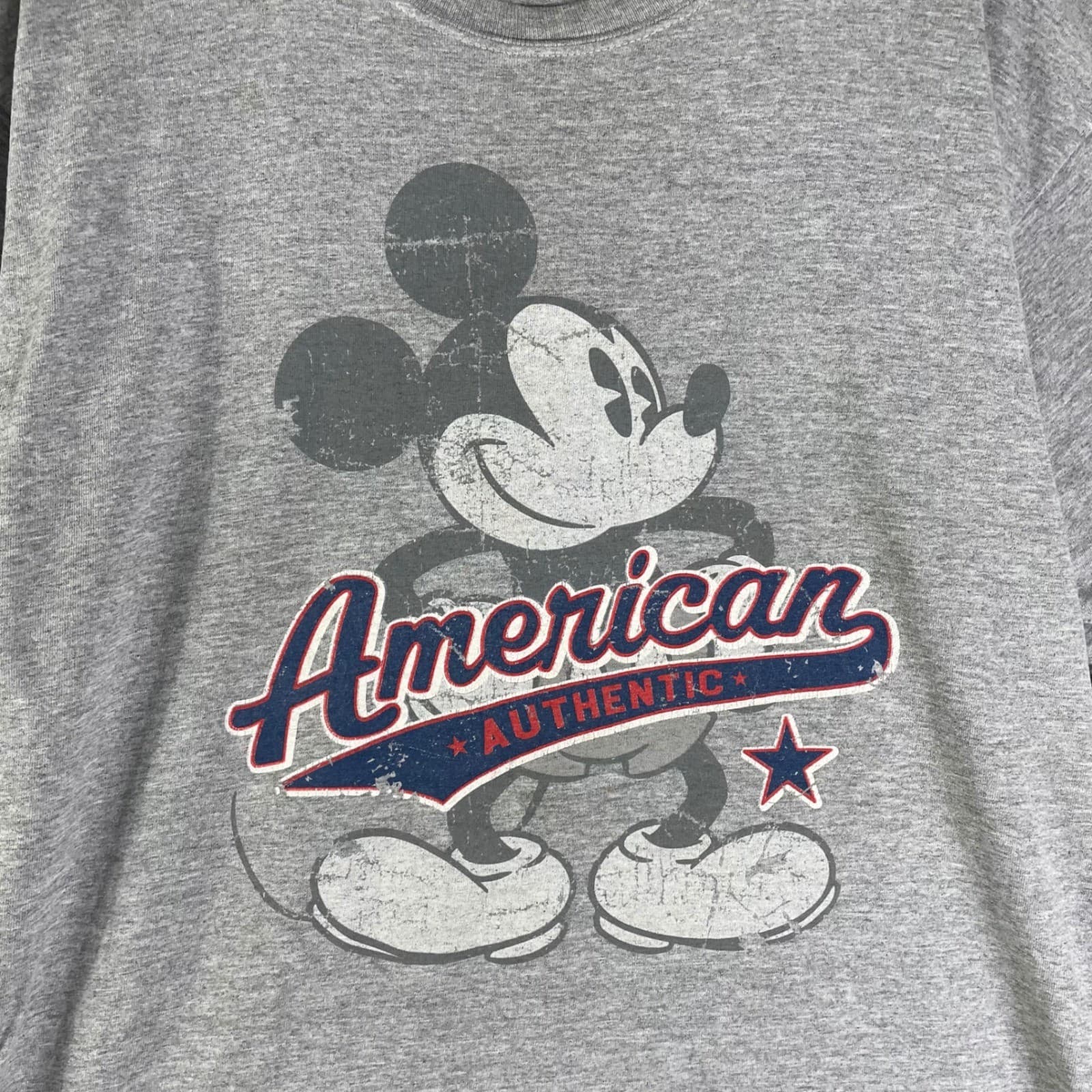 Disney Mickey Mouse American Authentic Graphic T Shirt Womens Large Heather Grey - Thumbnail 6