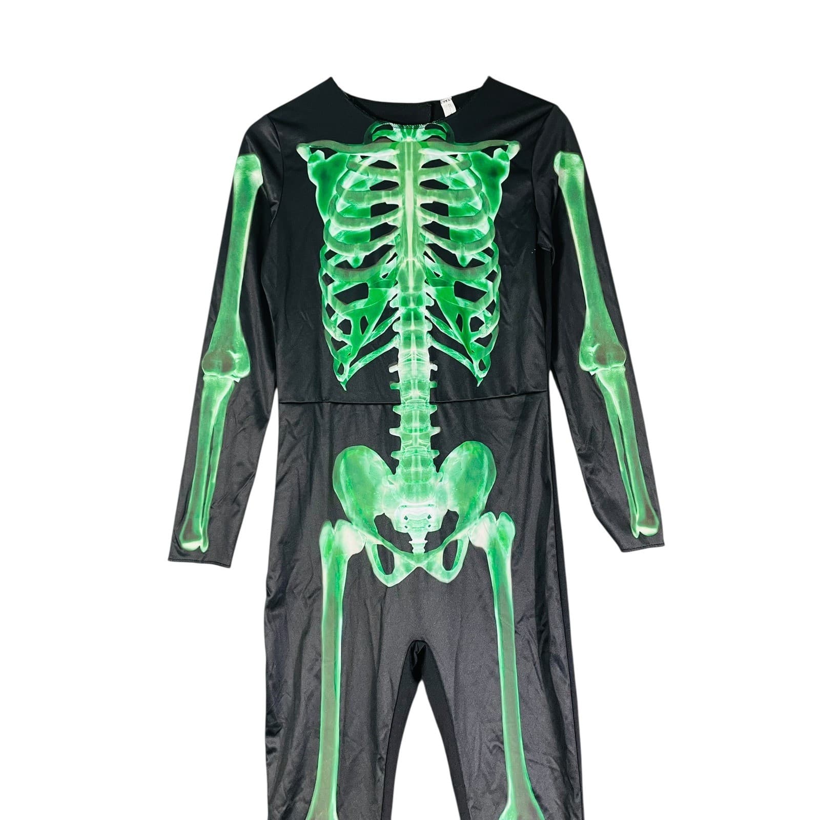 Kids Halloween Costume Girl Extra Large Skeleton Jumpsuit Black Green XL - Thumbnail 3