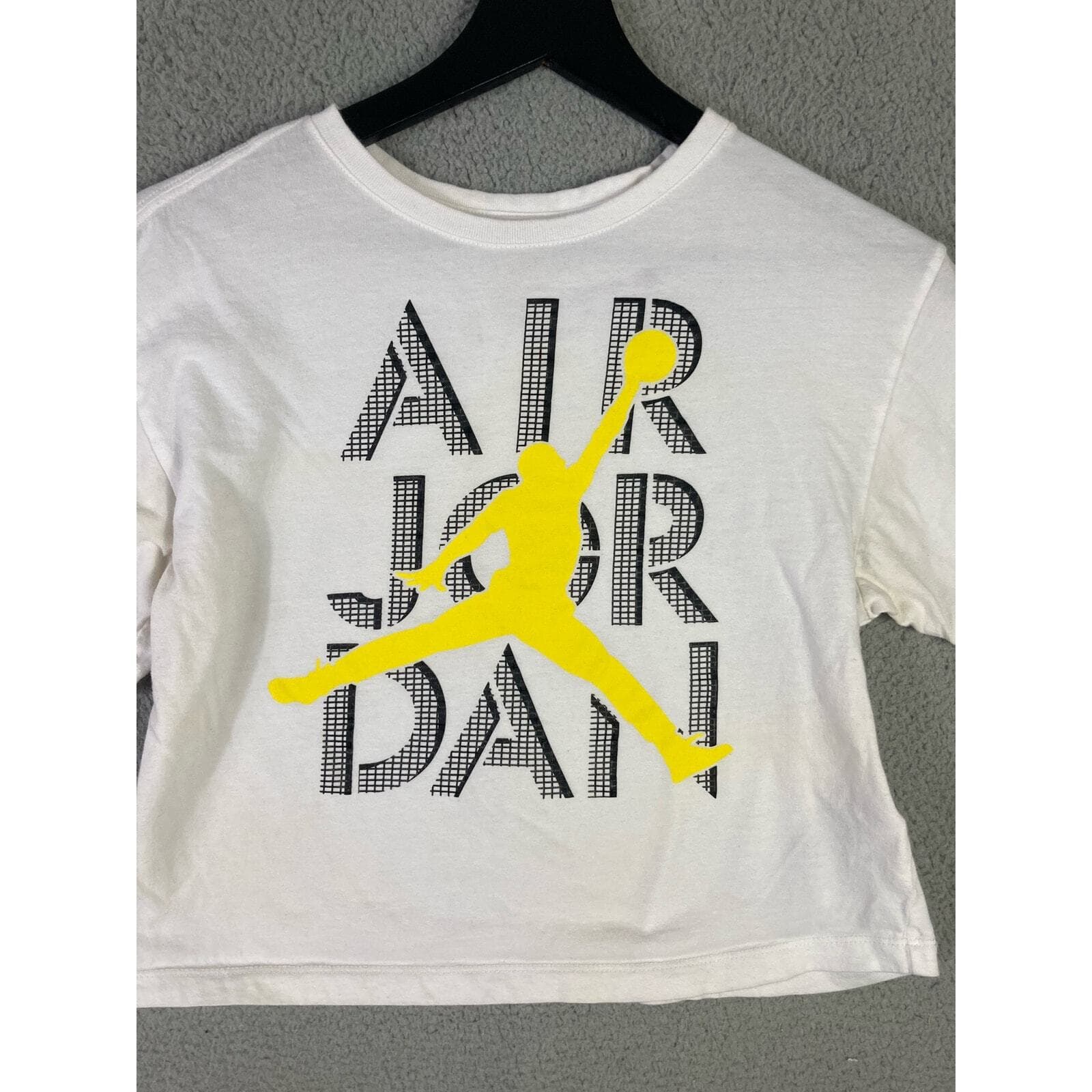 Jordan Girls' Air Jordan Stack T-Shirt Youth Size L 12-13 White Graphic Cropped - Thumbnail 4
