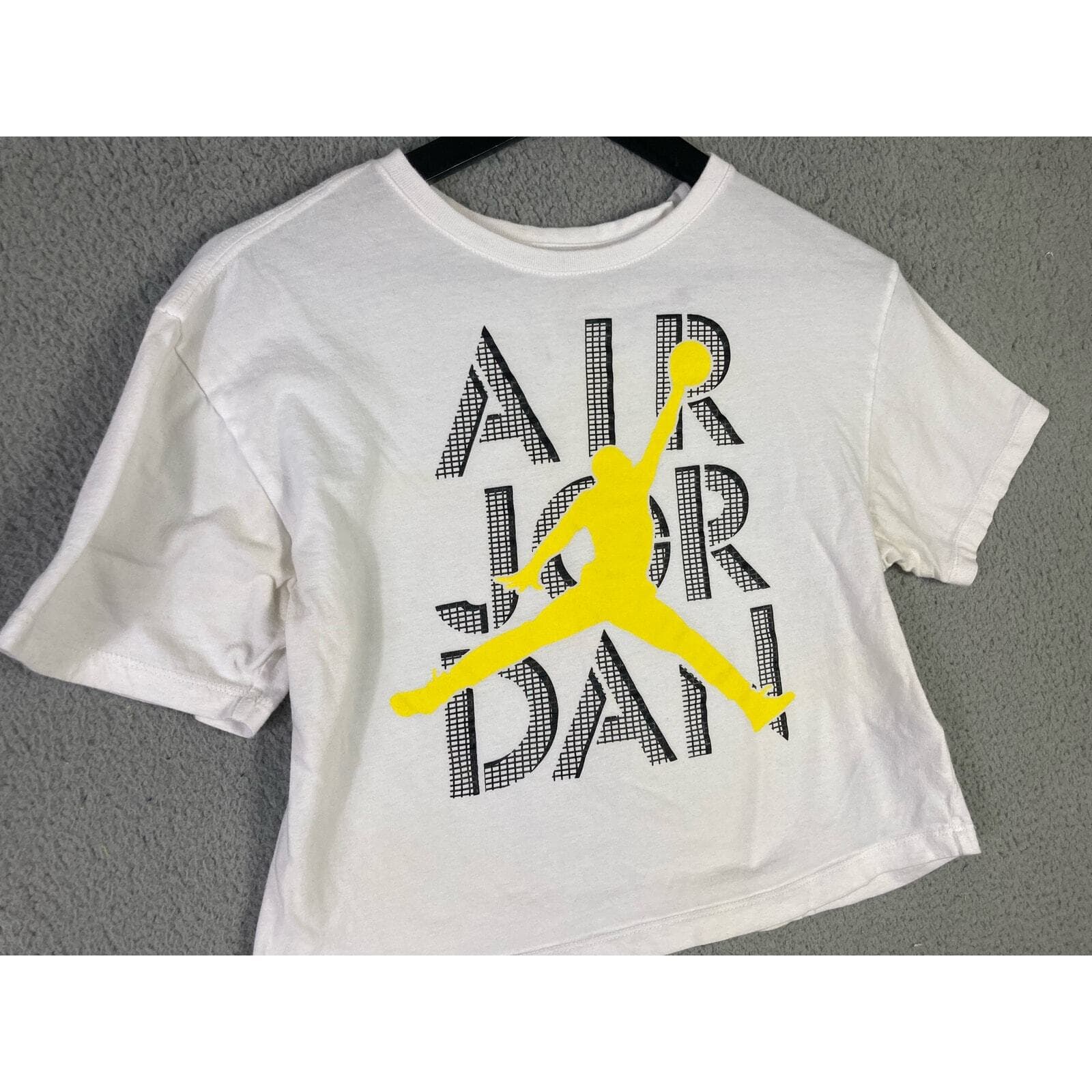 Jordan Girls' Air Jordan Stack T-Shirt Youth Size L 12-13 White Graphic Cropped - Thumbnail 3