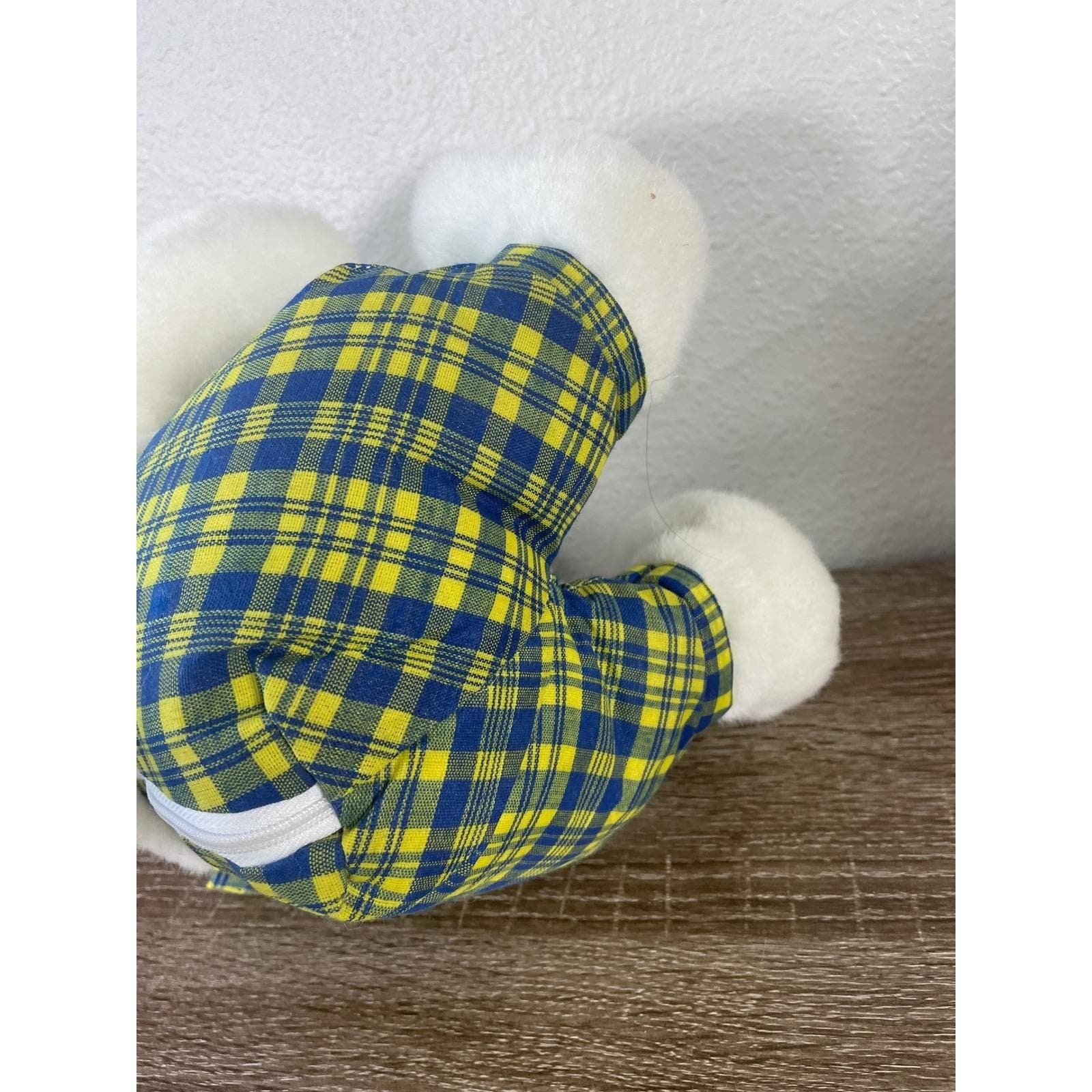 1994 The Petting Zoo Teddy Bear Plush White Sun Overalls Plaid Vintage Toy - Thumbnail 11