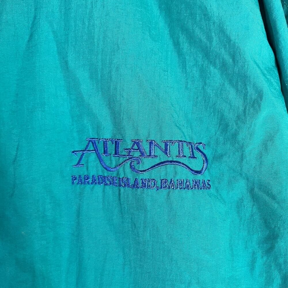 Vintage 90s GEAR for Sports Atlantis Bahamas Windbreaker Jacket L Nylon Teal - Thumbnail 2