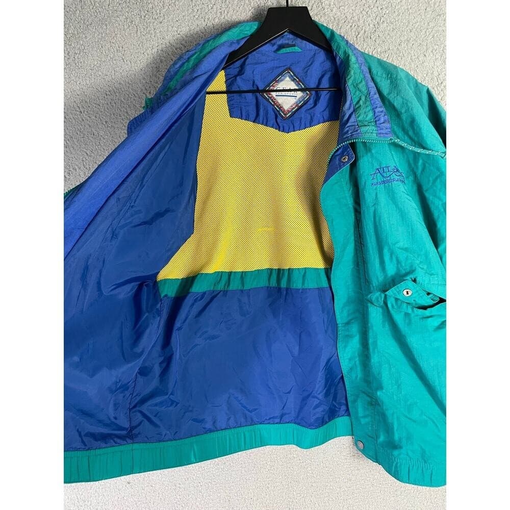 Vintage 90s GEAR for Sports Atlantis Bahamas Windbreaker Jacket L Nylon Teal - Thumbnail 8