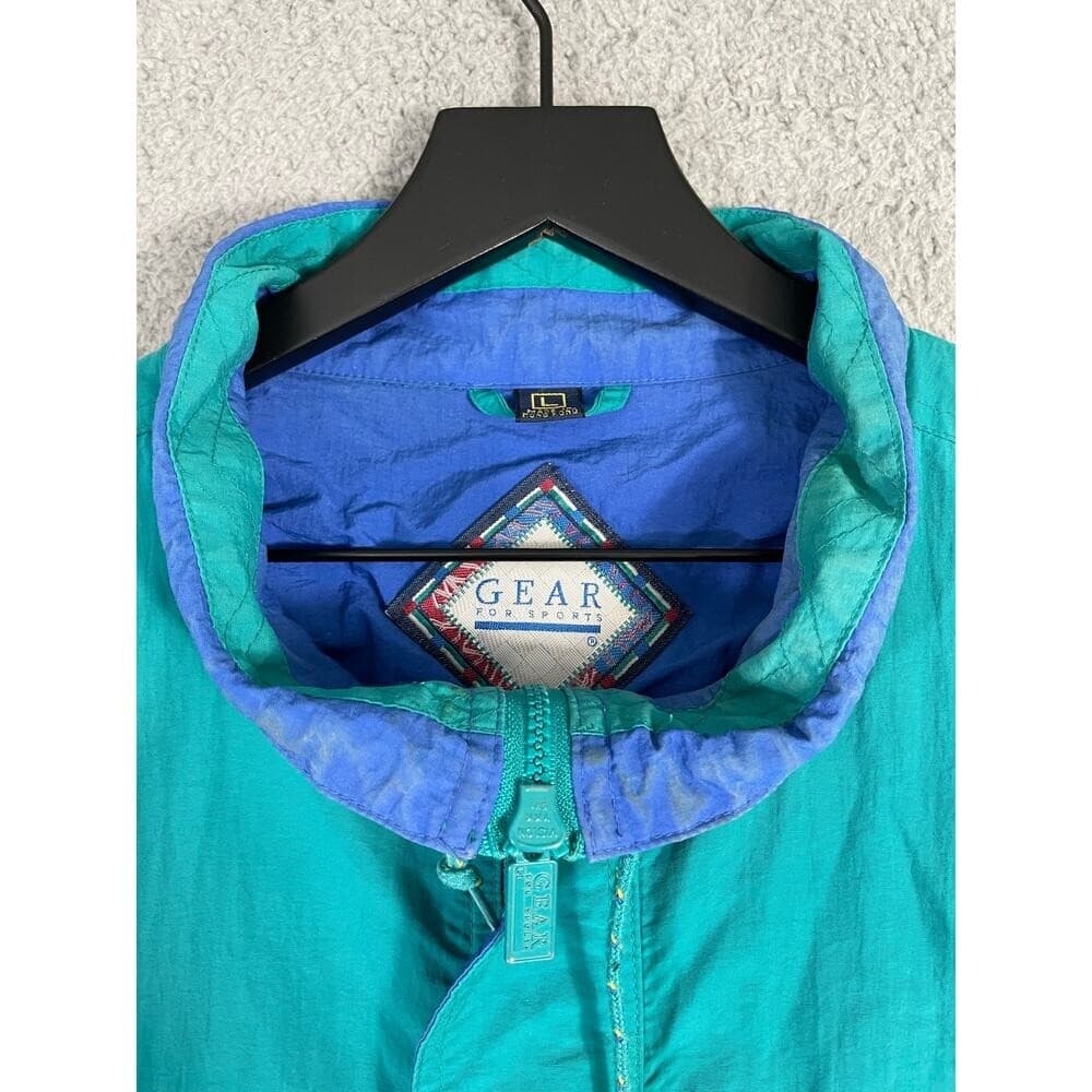 Vintage 90s GEAR for Sports Atlantis Bahamas Windbreaker Jacket L Nylon Teal - Thumbnail 4