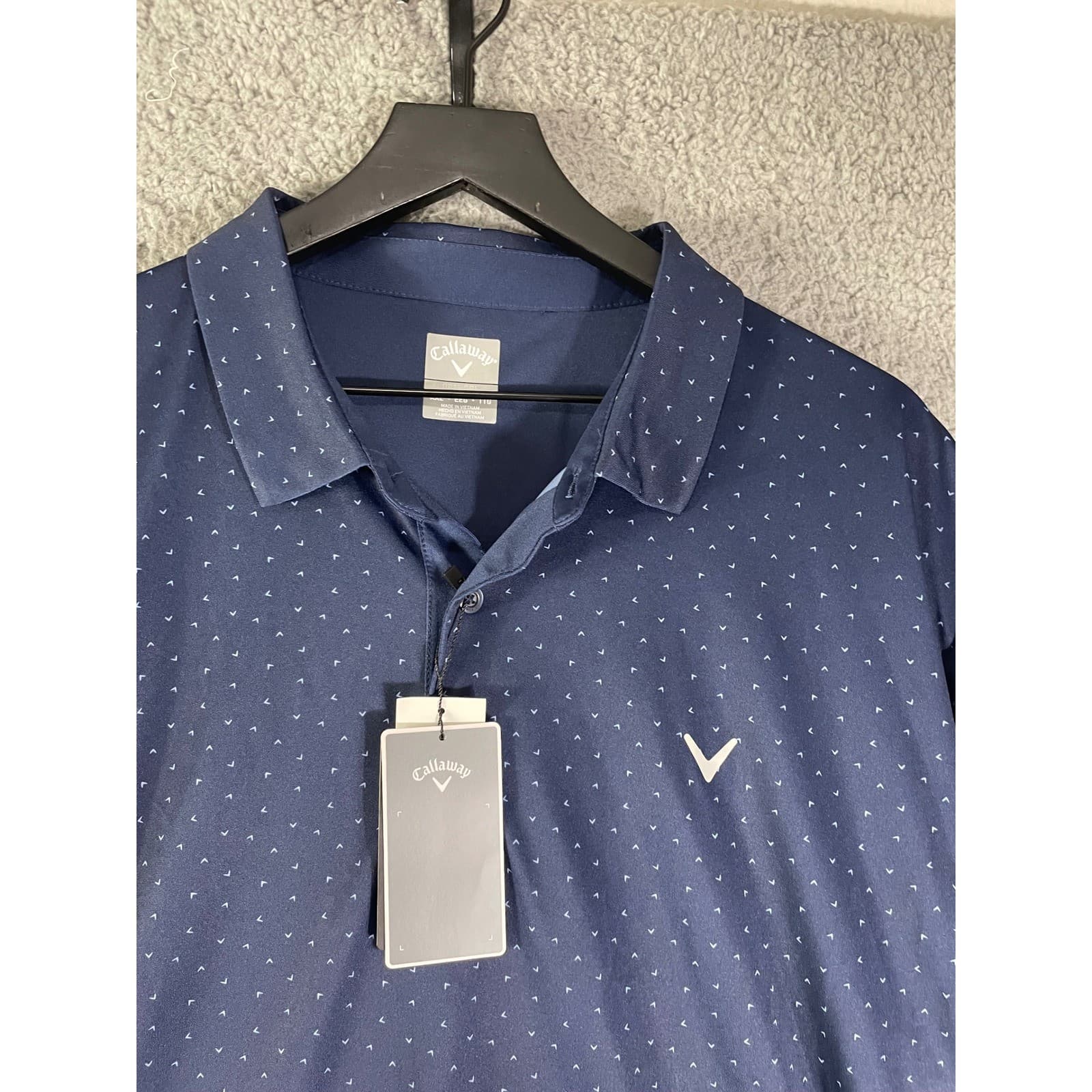 Callaway Opti-Dri Golf Polo Men's XXL Navy Micro Print UPF 15 NWT - Thumbnail 11