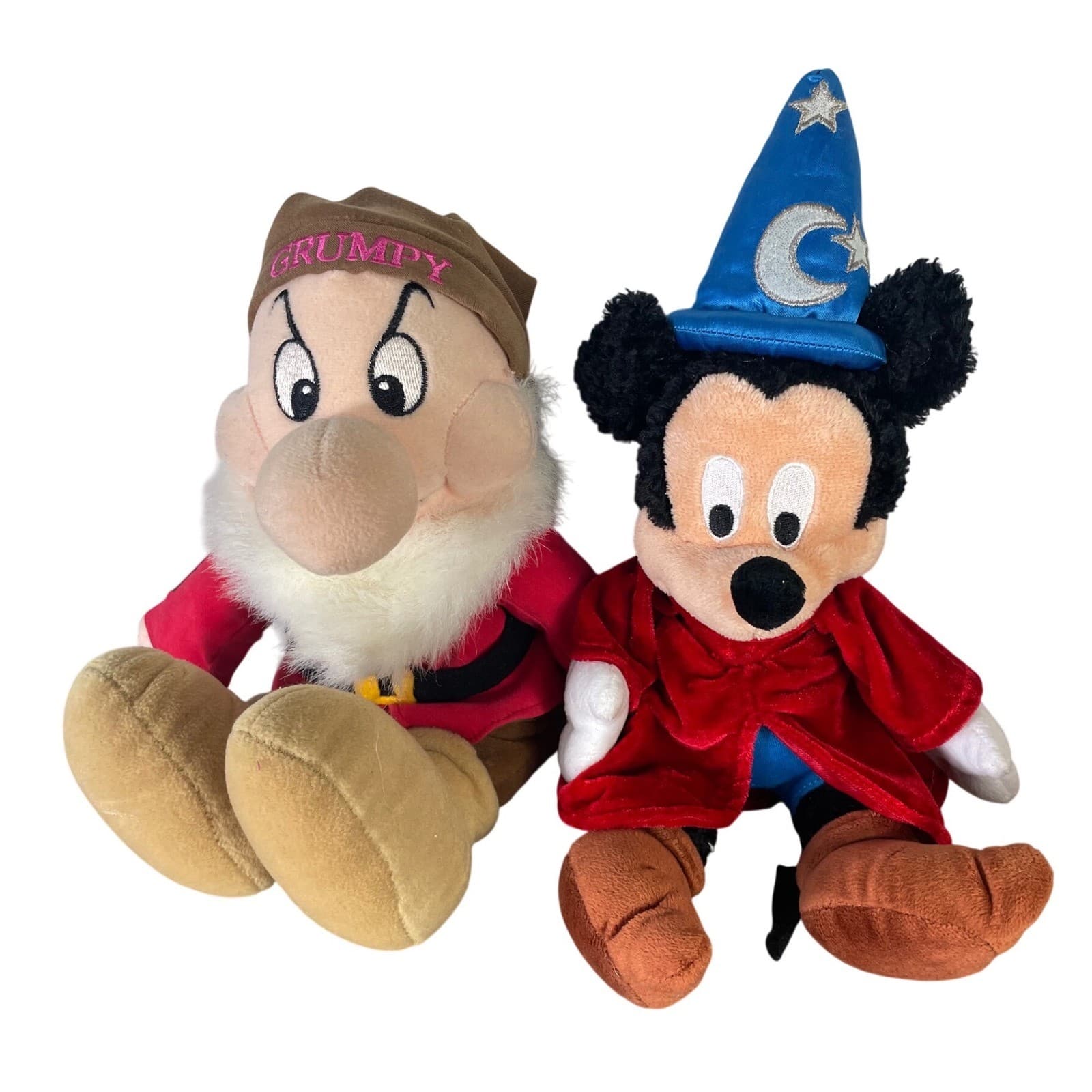 Disney Parks Sorcerer Mickey Mouse Grumpy Dwarf Plush Toy Fantasia Lot 2
