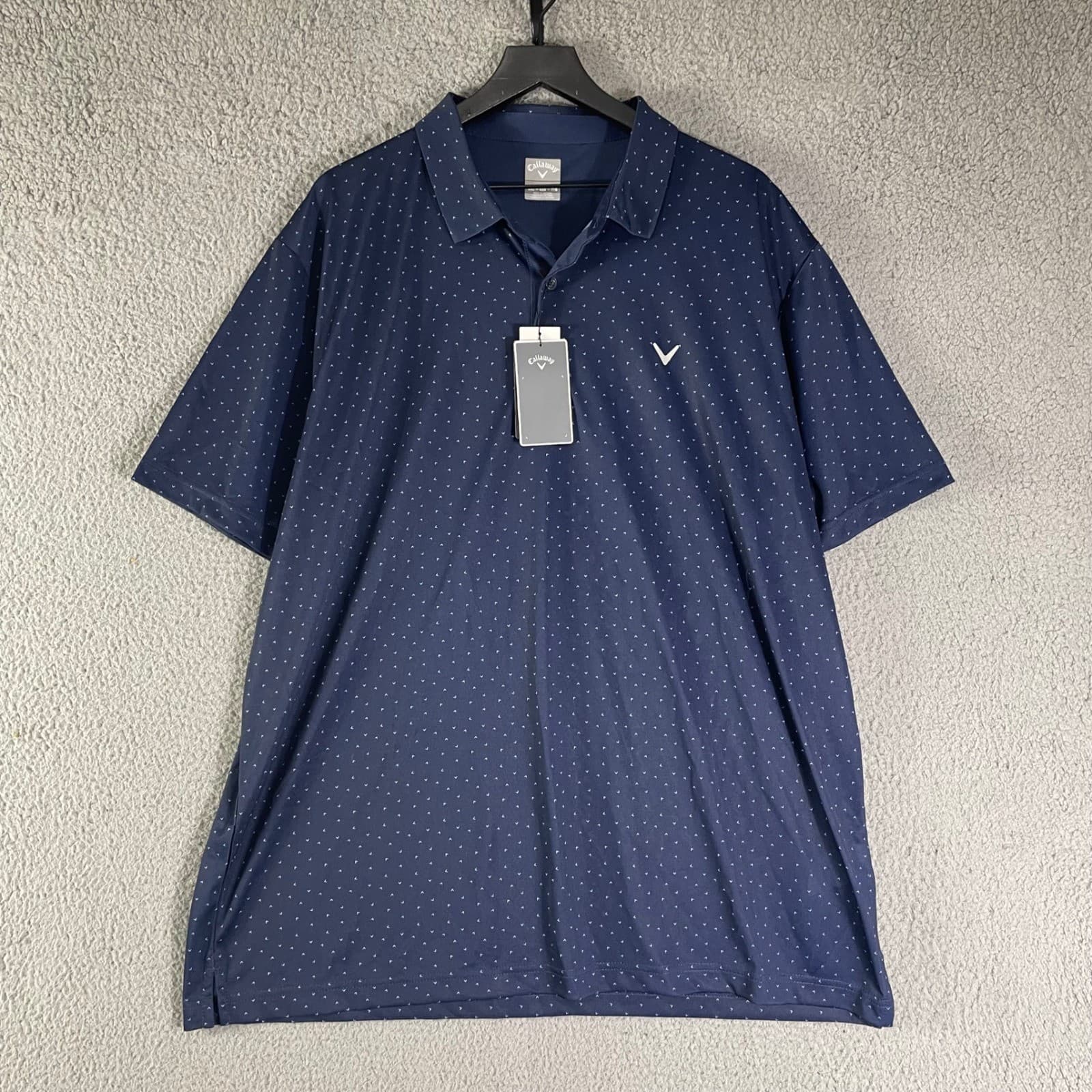 Callaway Opti-Dri Golf Polo Men's XXL Navy Micro Print UPF 15 NWT - Thumbnail 8