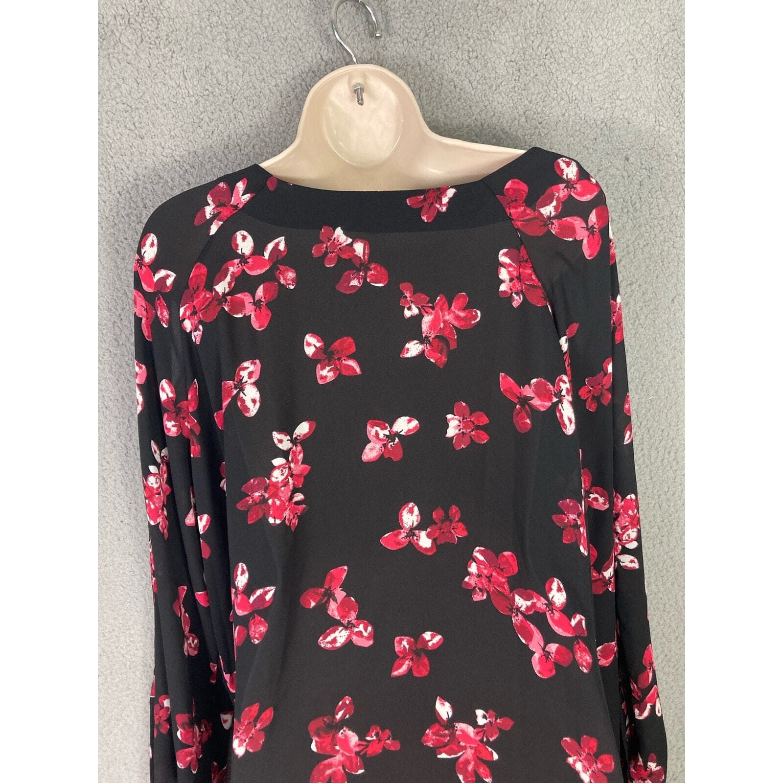 Roz & Ali Floral V-Neck Blouse Black Long Sleeve Women's 2XL Breathable Stylish - Thumbnail 10