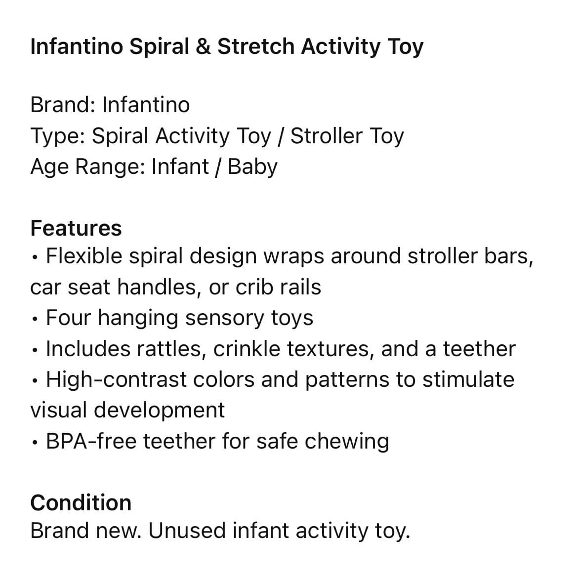 Infantino Spiral Stretch Baby Stroller Car Seat Activity Toy Lion Monkey Sensory - Thumbnail 3
