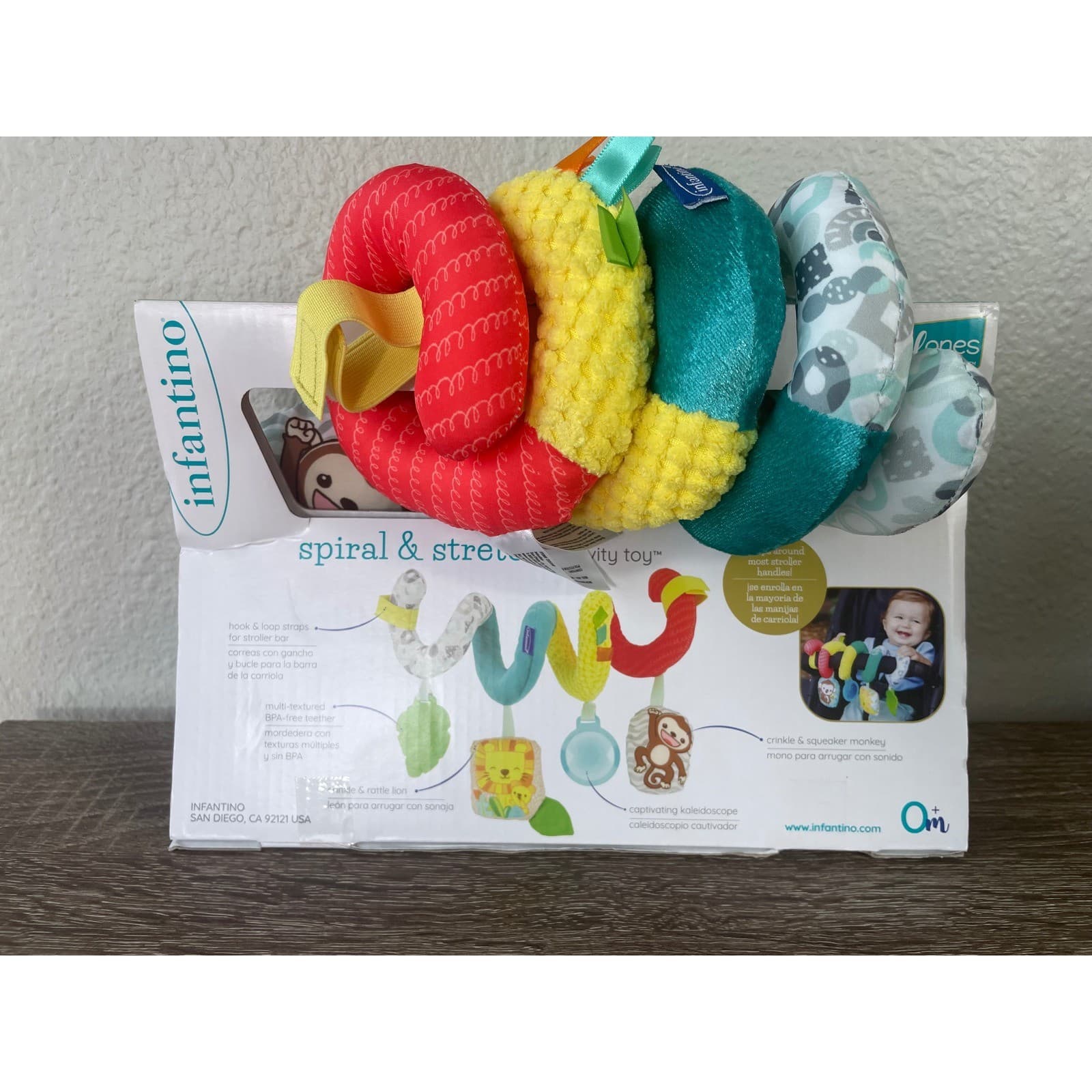 Infantino Spiral Stretch Baby Stroller Car Seat Activity Toy Lion Monkey Sensory - Thumbnail 7