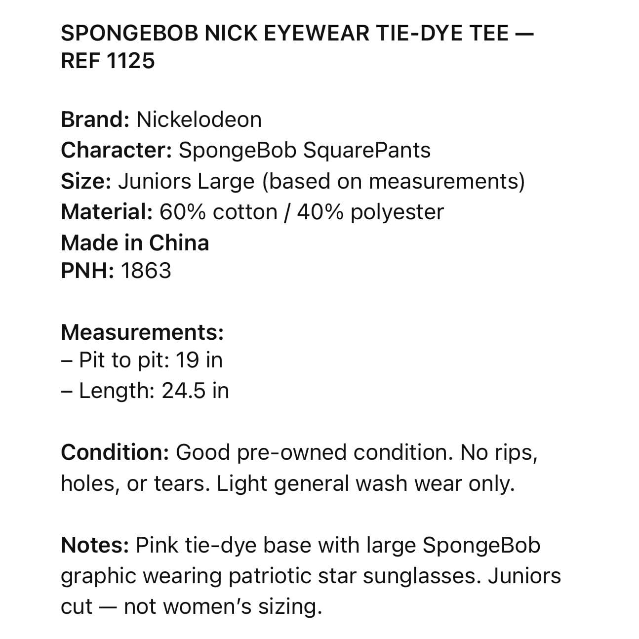 Nickelodeon SpongeBob Tie Dye T Shirt Juniors Large Patriotic Sunglasses - Thumbnail 2