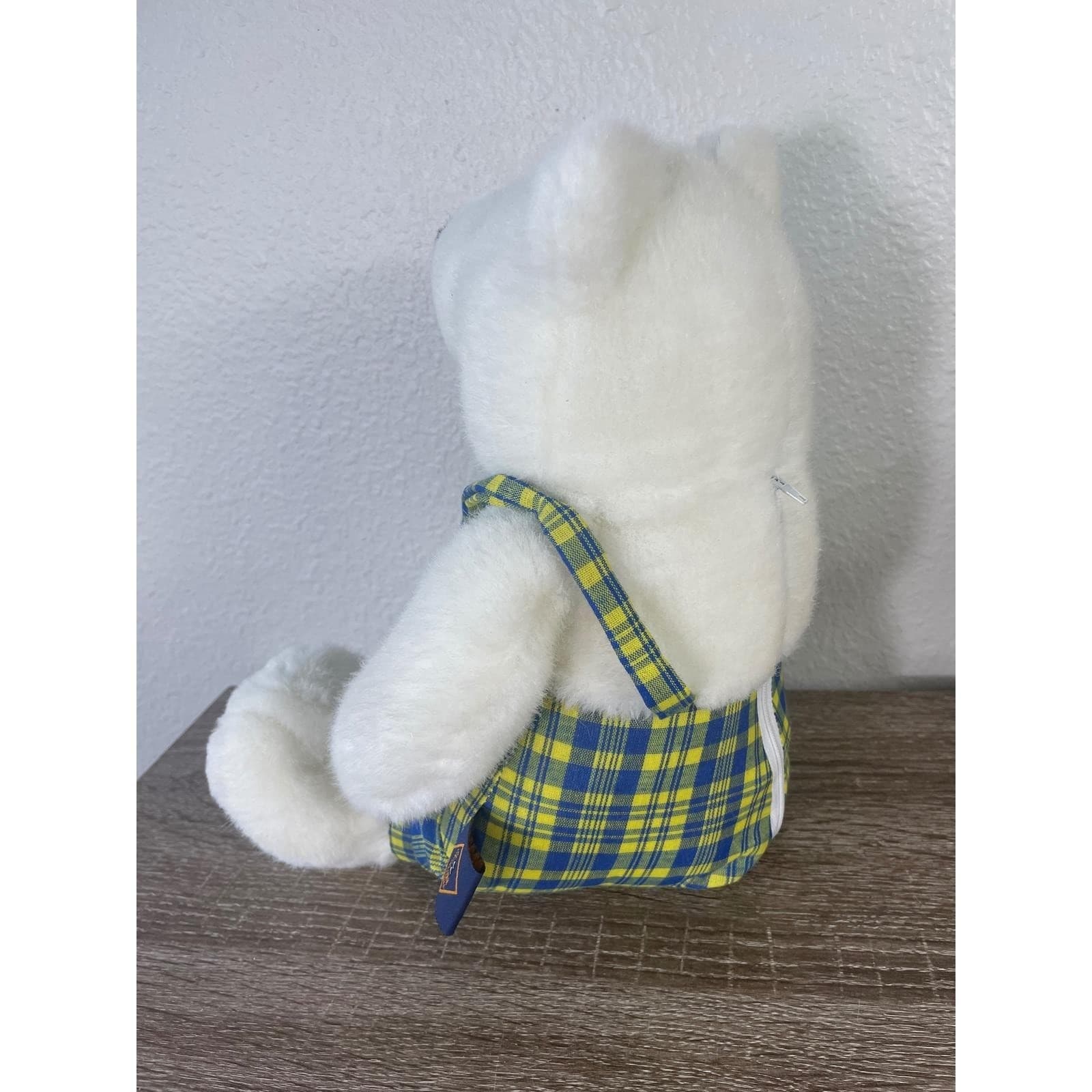 1994 The Petting Zoo Teddy Bear Plush White Sun Overalls Plaid Vintage Toy - Thumbnail 10