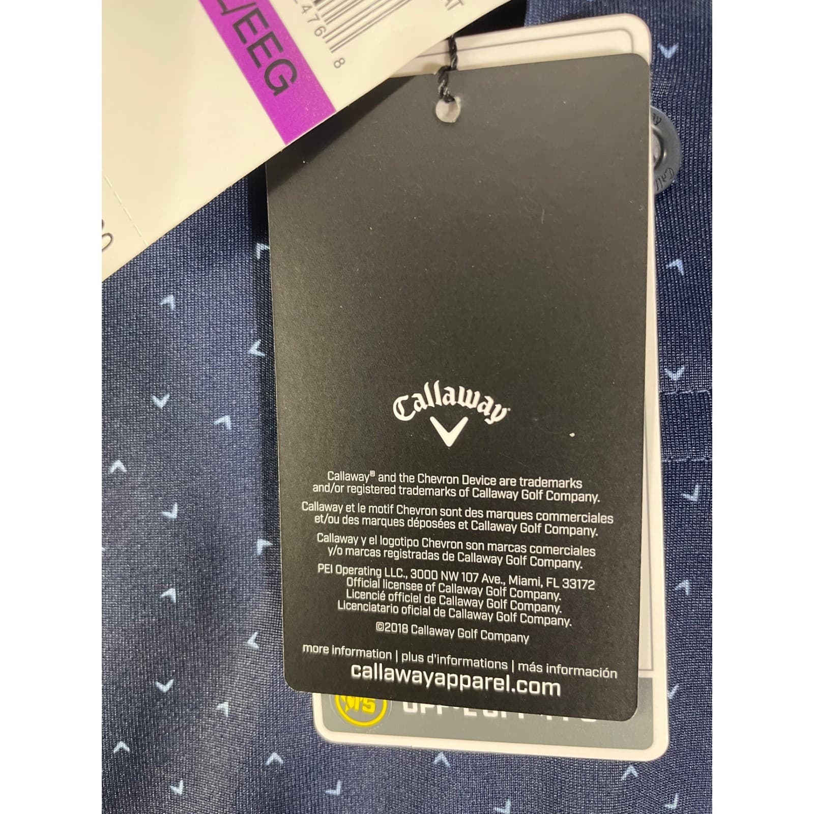Callaway Opti-Dri Golf Polo Men's XXL Navy Micro Print UPF 15 NWT - Thumbnail 5