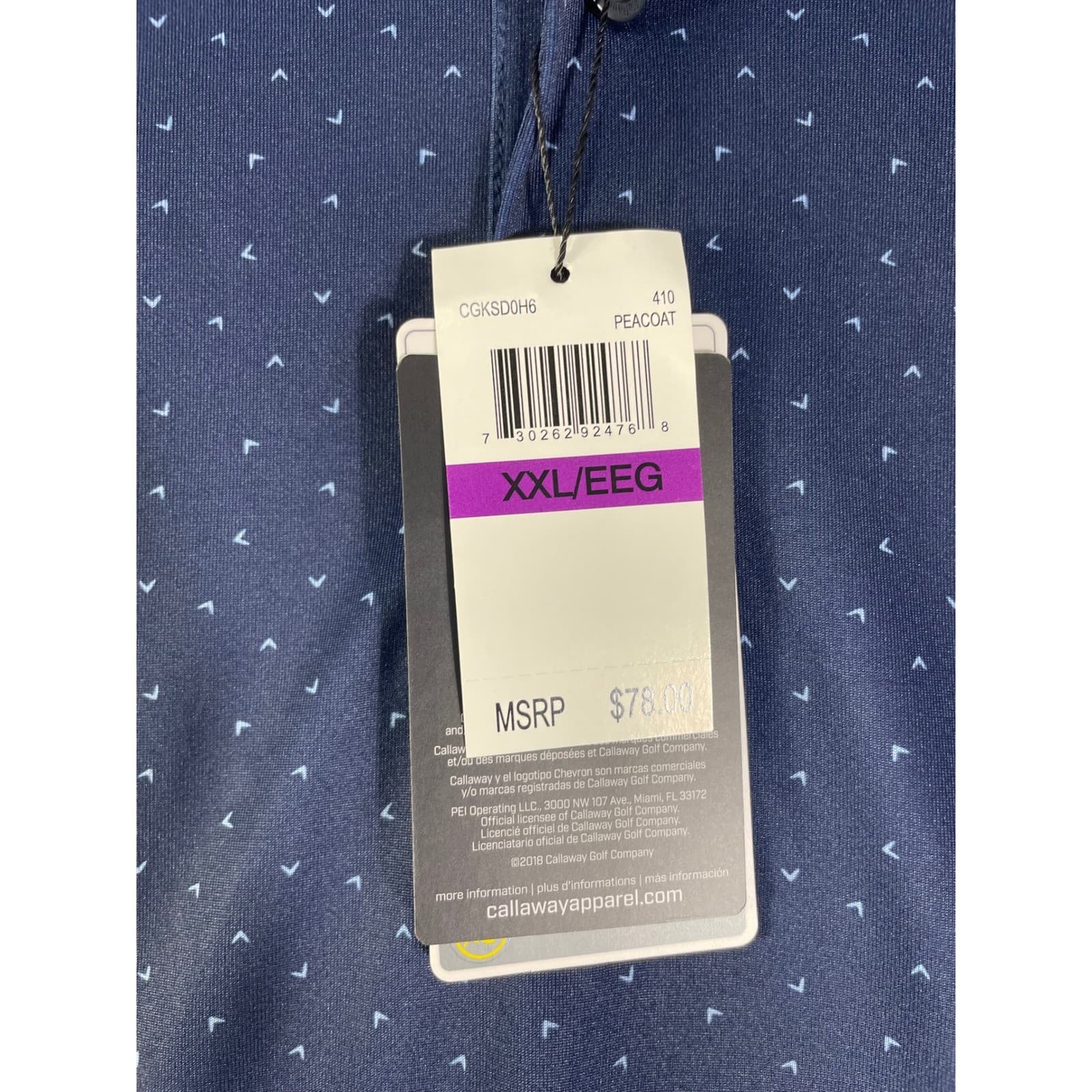 Callaway Opti-Dri Golf Polo Men's XXL Navy Micro Print UPF 15 NWT - Thumbnail 4
