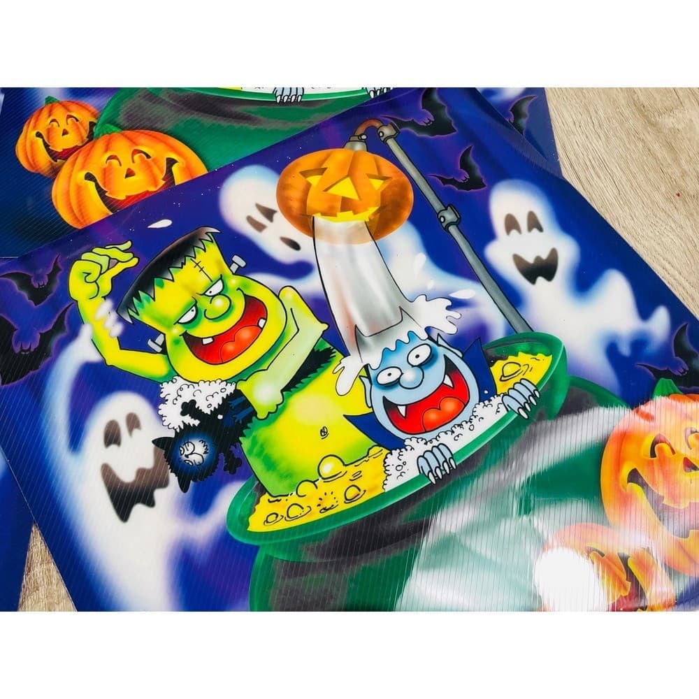 Halloween Placemats Set of 4 Frankenstein Vampire Pumpkins Ghosts Vintage - Thumbnail 8