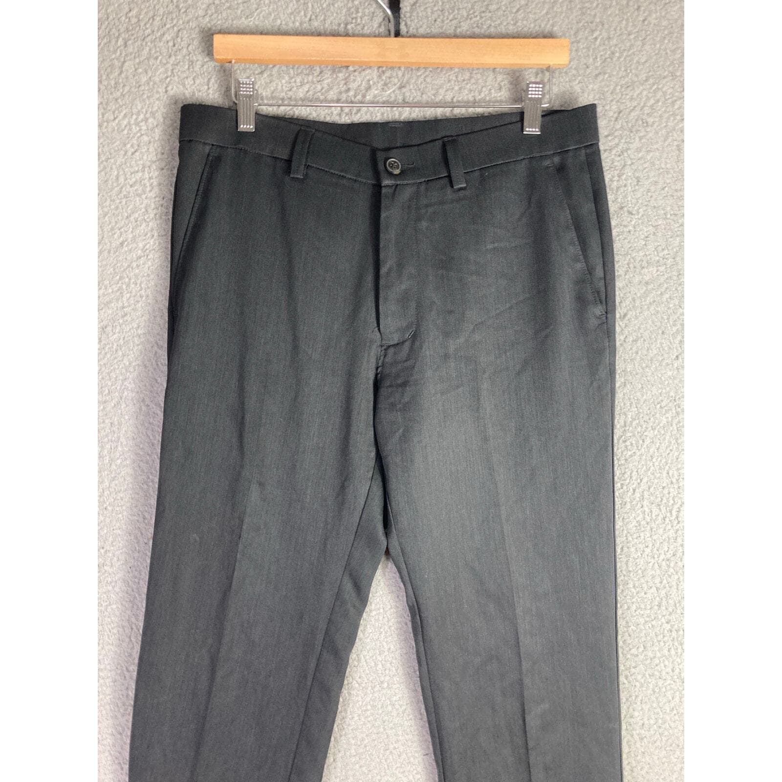 Haggar H26 Men's Dress Pants Gray 32x32 Flat Front Business Casual - Thumbnail 5