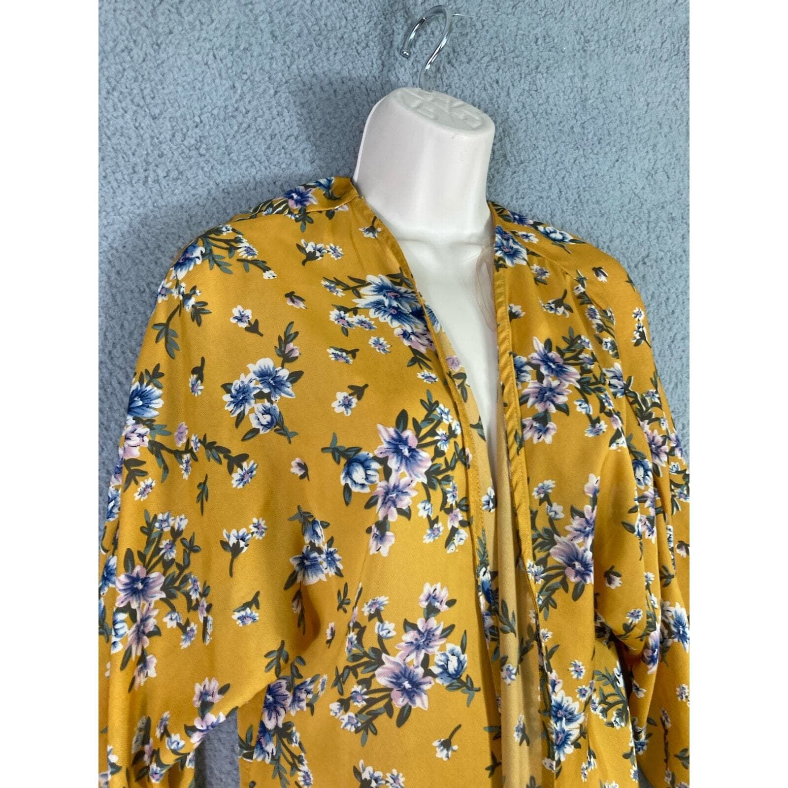 Yellow Floral Cardigan Women's M Available by Angela Fashion Open Front Blouse - Thumbnail 5