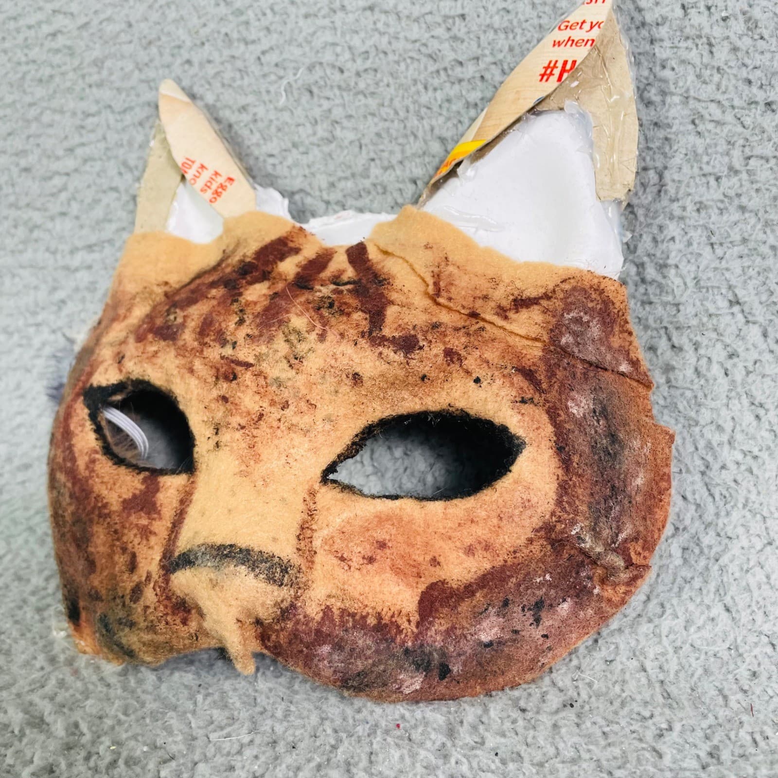 Felt Cat Therian Mask Handmade Costume Cosplay Feline Halloween Party - Thumbnail 4