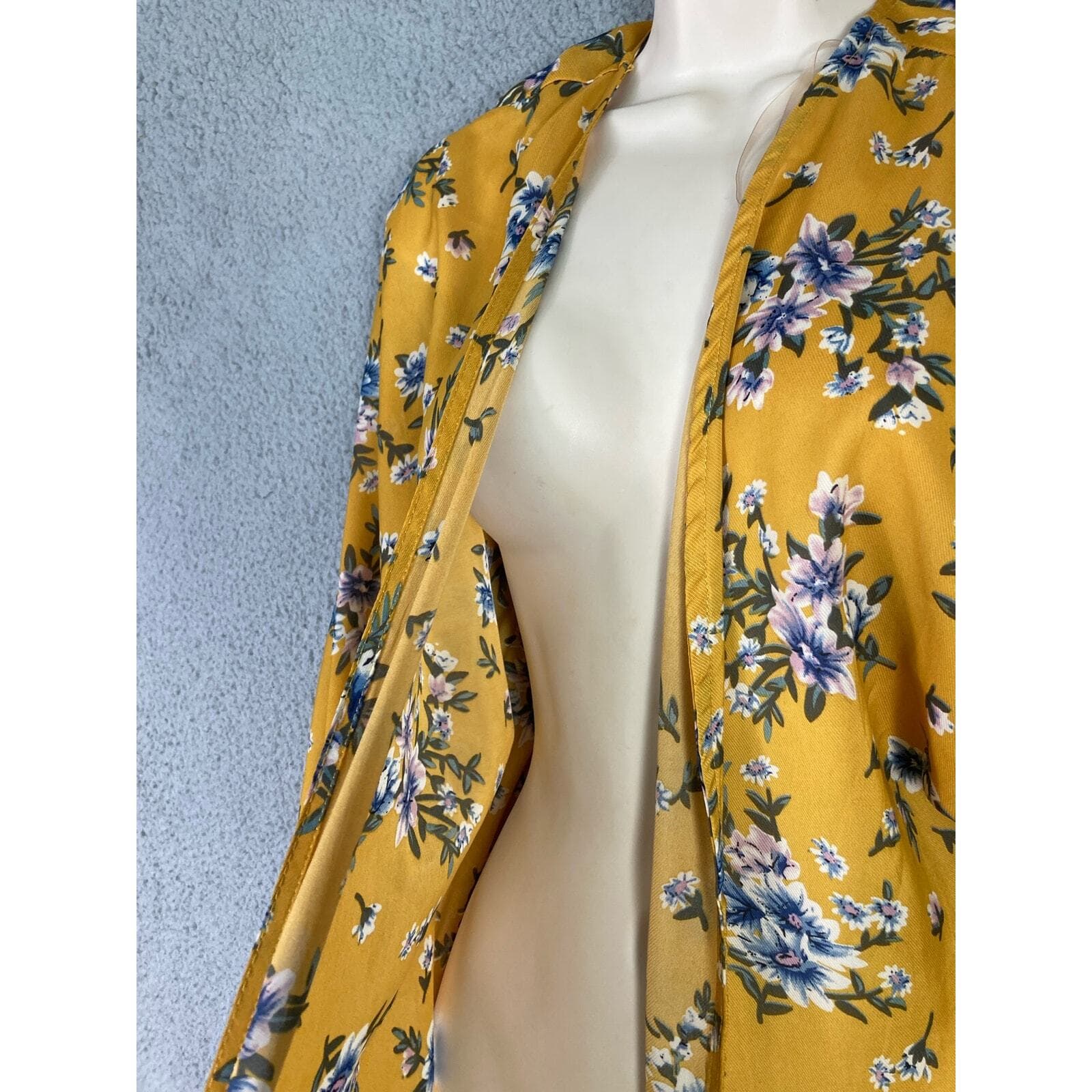 Yellow Floral Cardigan Women's M Available by Angela Fashion Open Front Blouse - Thumbnail 7