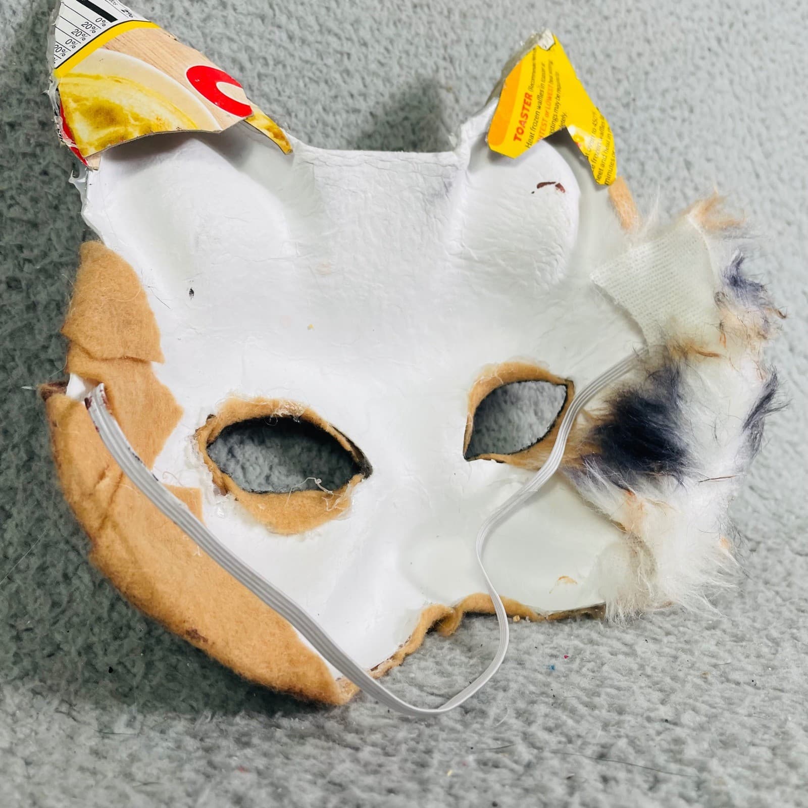 Felt Cat Therian Mask Handmade Costume Cosplay Feline Halloween Party - Thumbnail 8