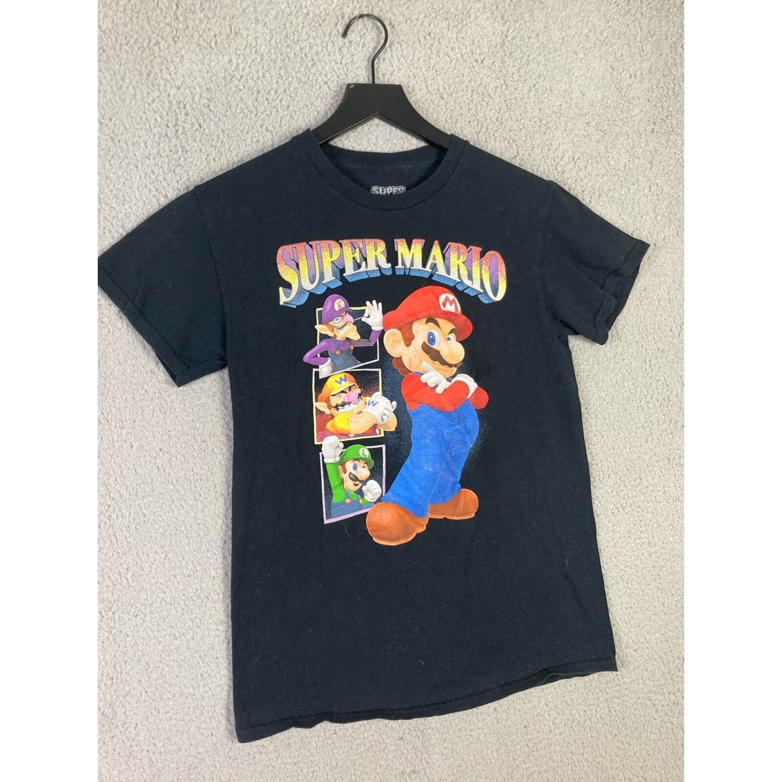 Super Mario Bros Nintendo Men's Black Graphic T-Shirt Size S - Thumbnail 4